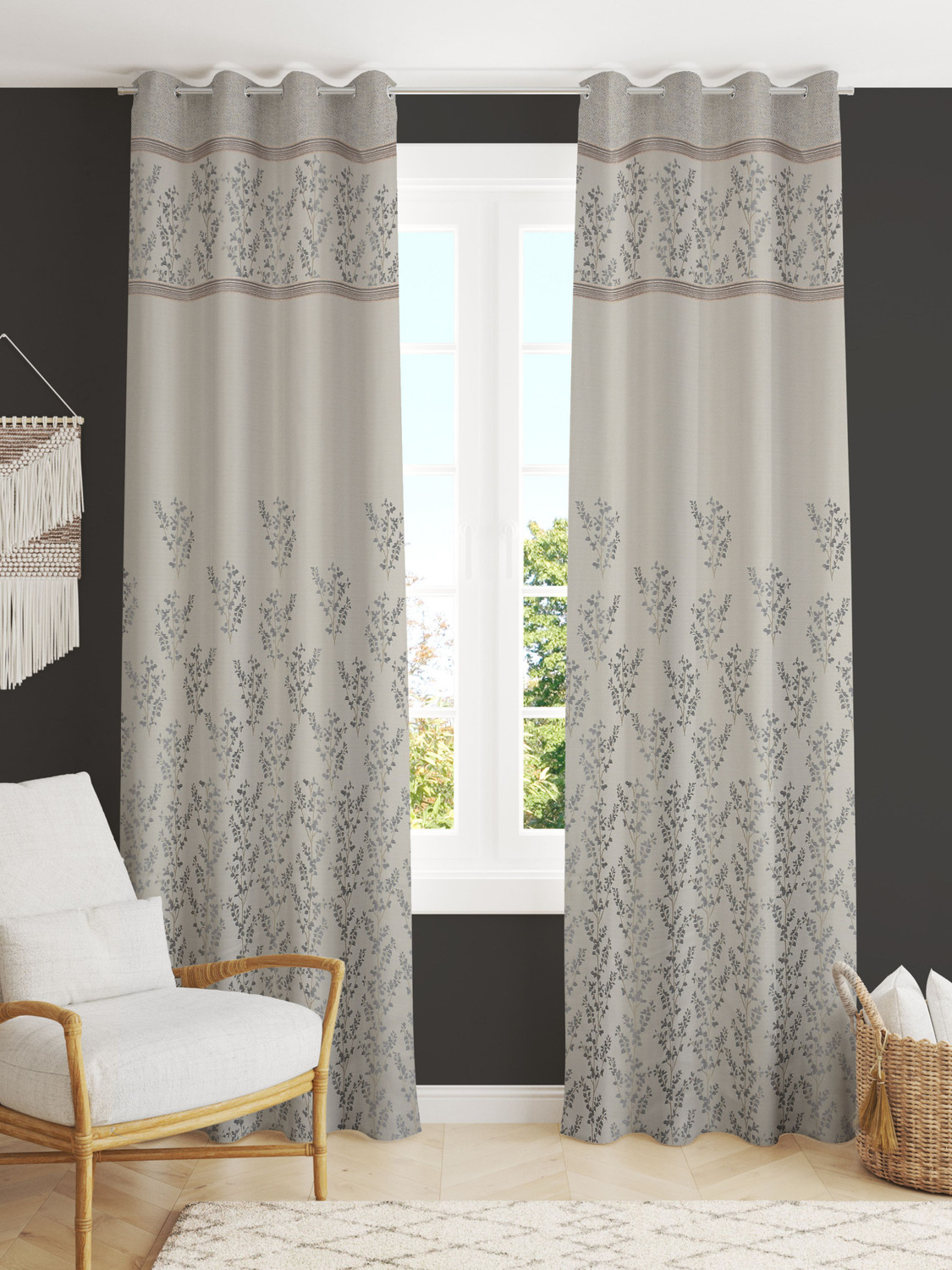 Image of Kraftiq Homes 274 cm (9 ft) Long Door Jacquard Room Darkening Curtain (Pack Of 2) (Maroon, Embroidered)