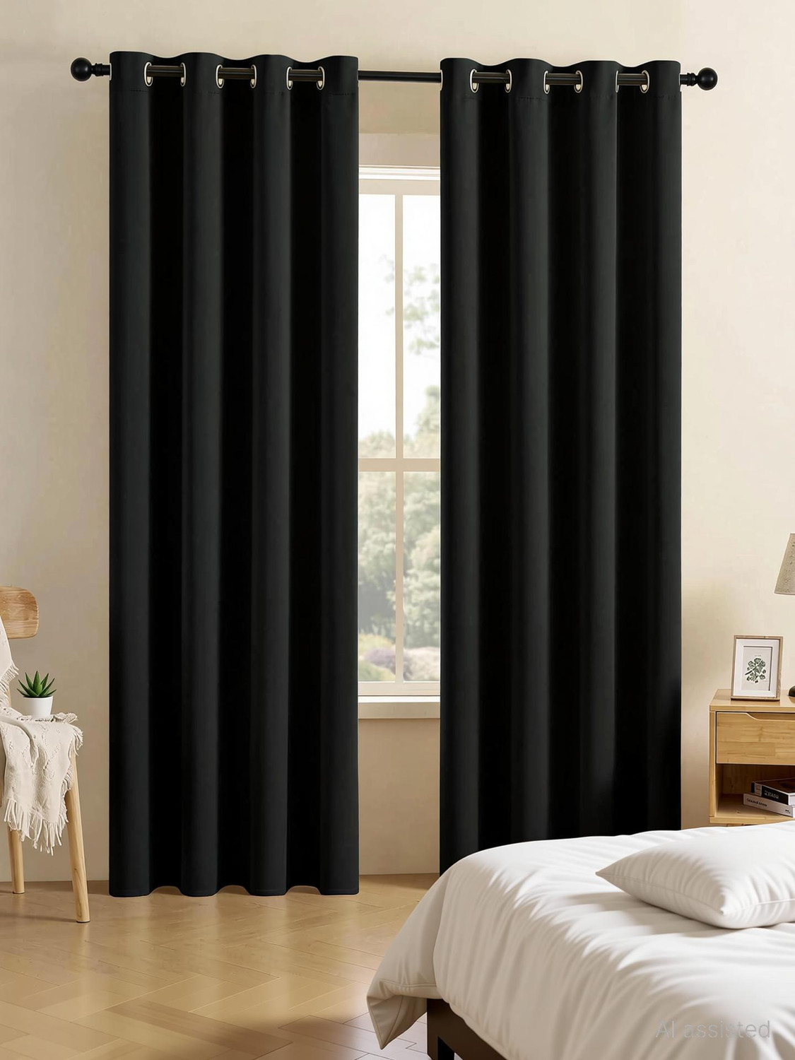Image of Home Sizzler 275 cm (9 ft) Long Door Polyester Blackout Curtain Single Curtain (Black, Solid)