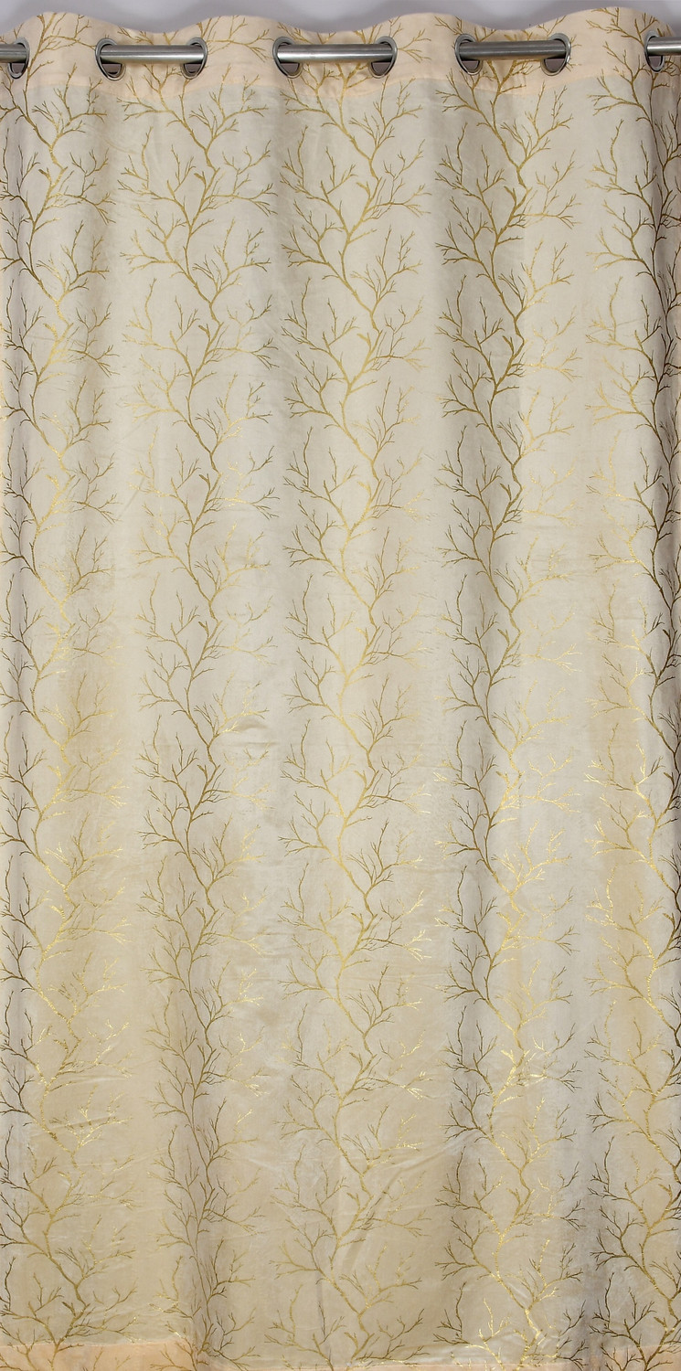 Image of Galaxy Drape 153 cm (5 ft) Window Velvet Room Darkening Curtain (Pack Of 2) (Cream, Printed)
