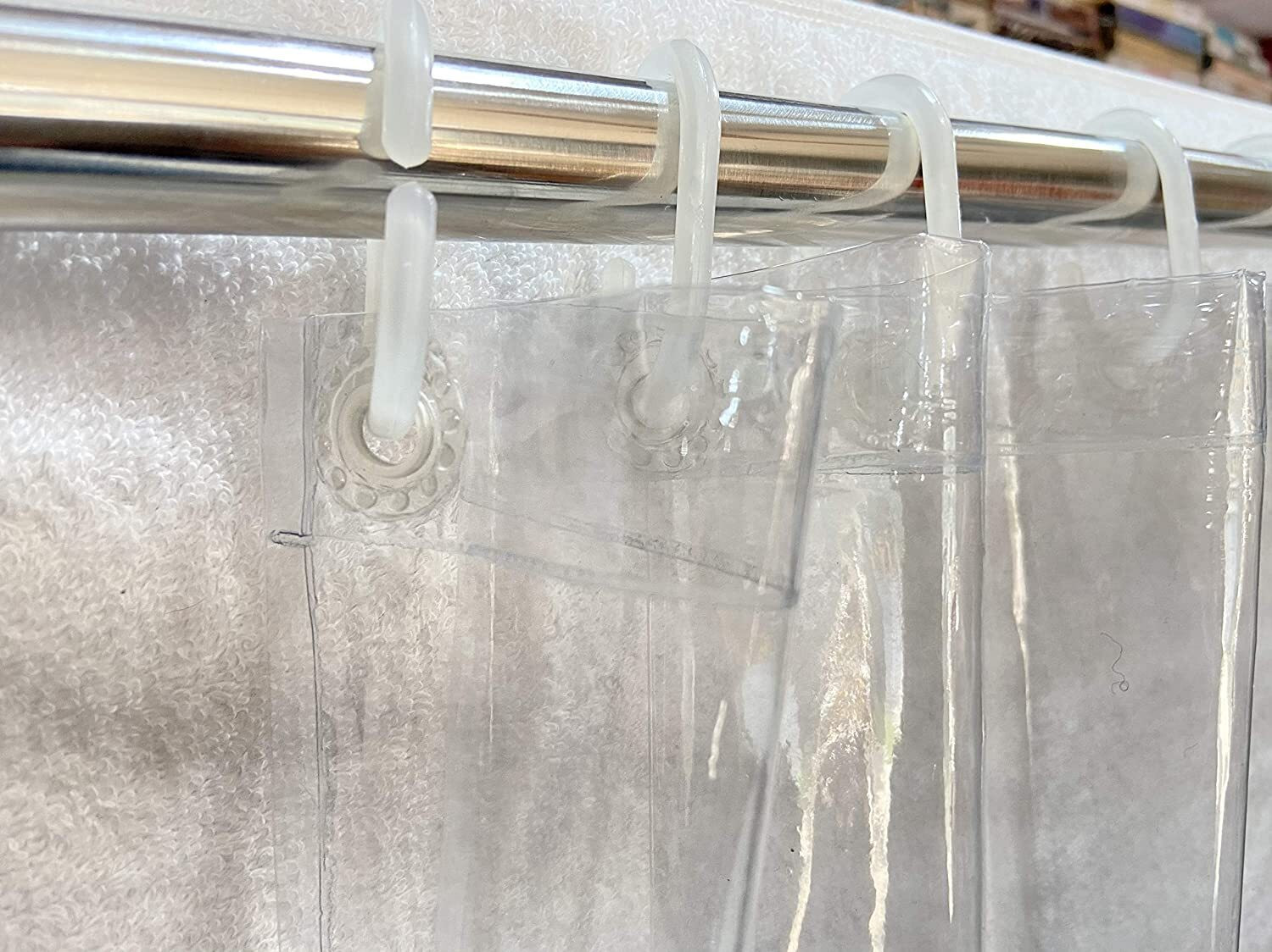 Image of SHAVIN 252 cm (8 ft) Shower PVC Transparent Curtain Single Curtain (TRANSPARENT, Plain, Solid)