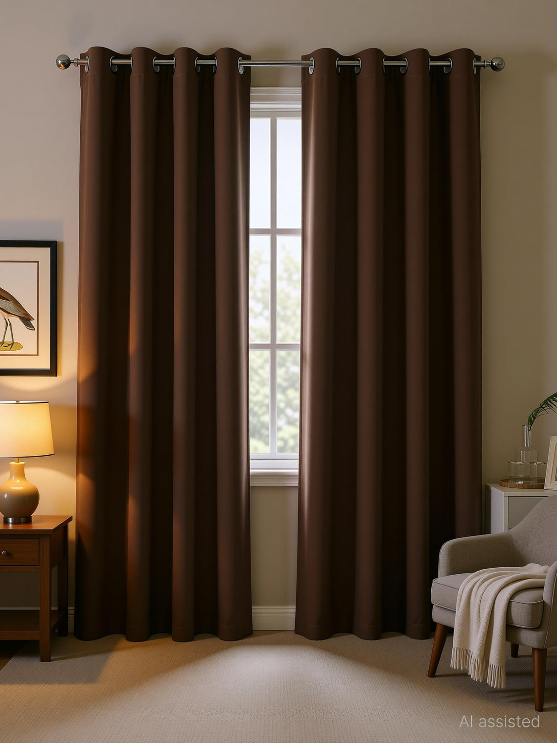Image of HOMEMONDE 213.36 cm (7 ft) Door Polyester Blackout Curtain (Pack Of 2) (Off White - Embossed, Geometric)