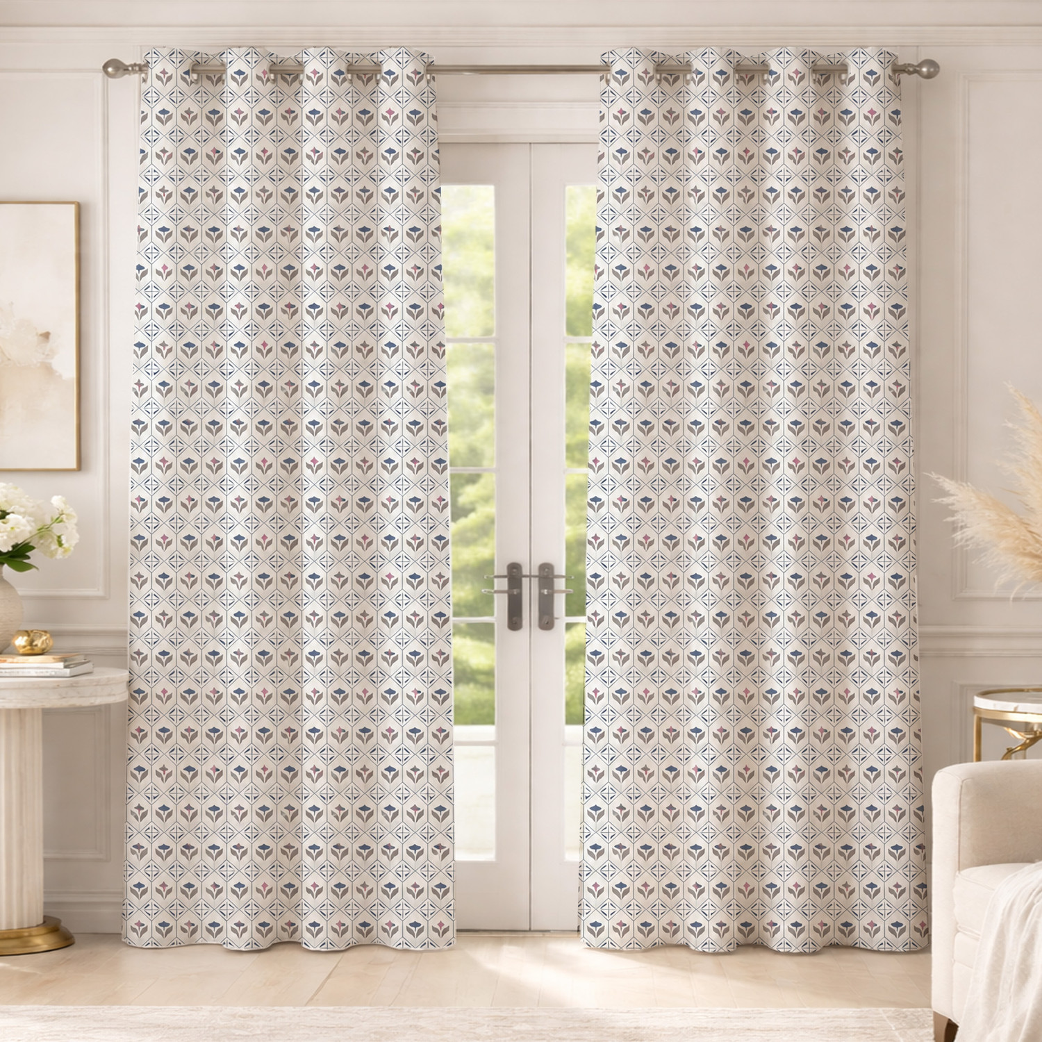 WEAVELINES 213 cm (7 ft) Door Cotton Room Darkening Curtain (Pack Of - Image 1