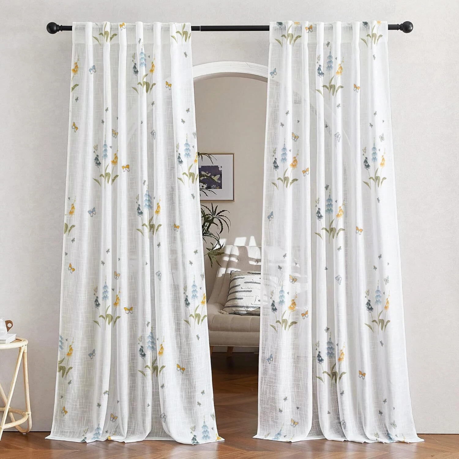 Image of Home Stylish 252 cm (8 ft) Window Polyester Room Darkening Curtain (Pack Of 2) (Coffee, Floral)