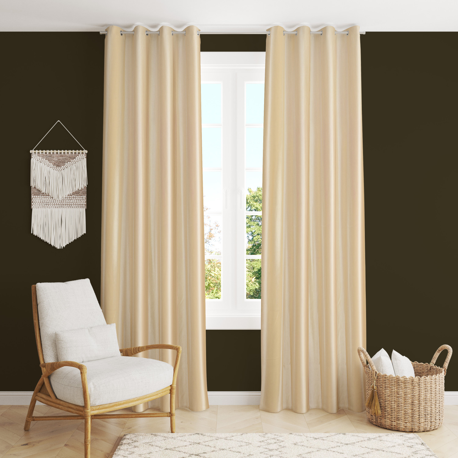 Image of Rashee Creations 242 cm (8 ft) Shower Polyester Semi Transparent Curtain (Pack Of 2) (Brown, Solid)