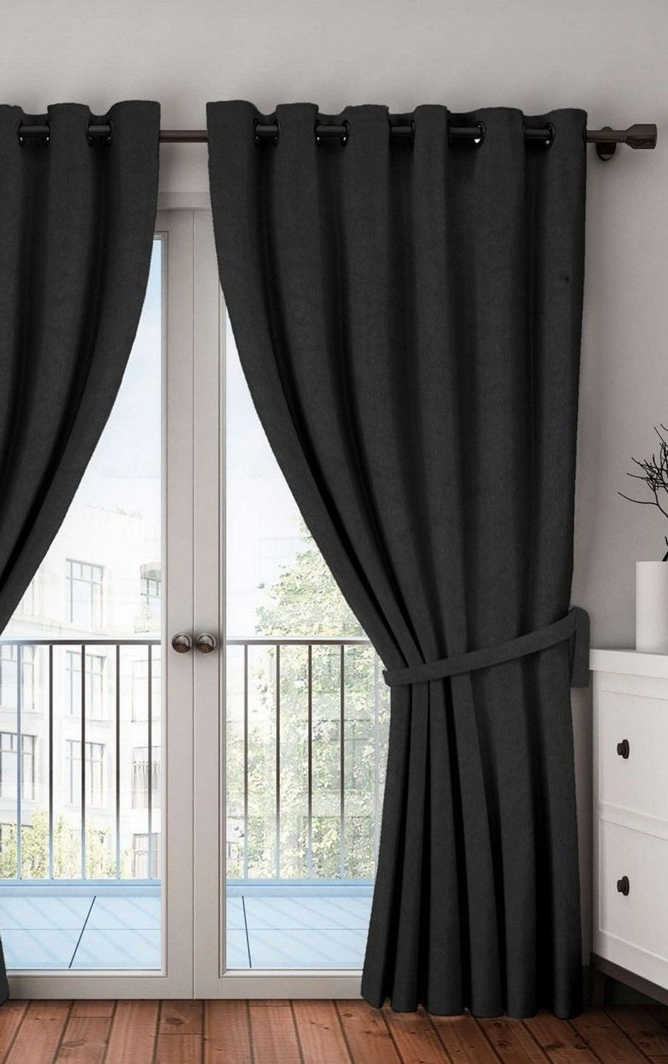 Image of Home Sizzler 275 cm (9 ft) Long Door Polyester Blackout Curtain Single Curtain (Black, Solid)