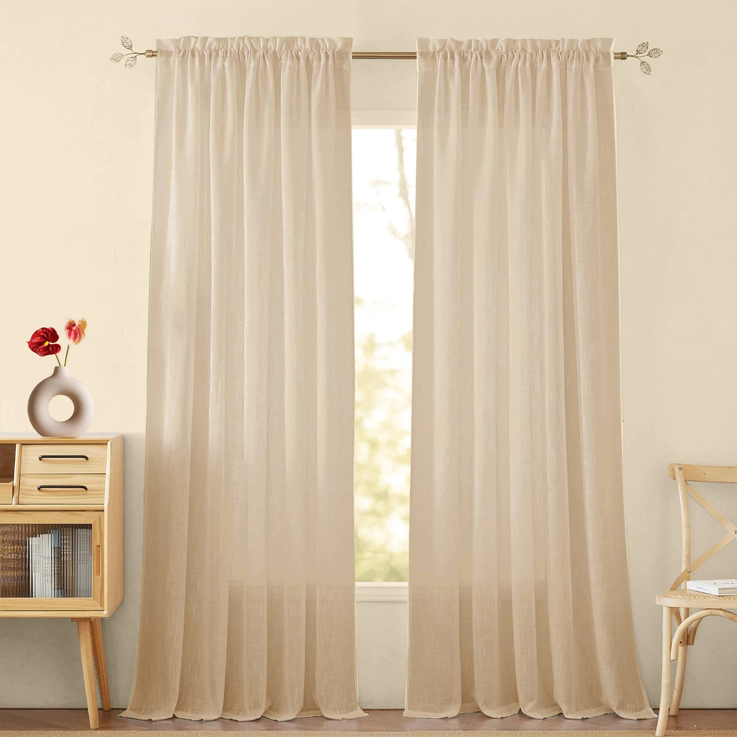 Image of HOMEMONDE 213 cm (7 ft) Door Cotton Transparent Curtain Single Curtain (Grey Solid, Solid)