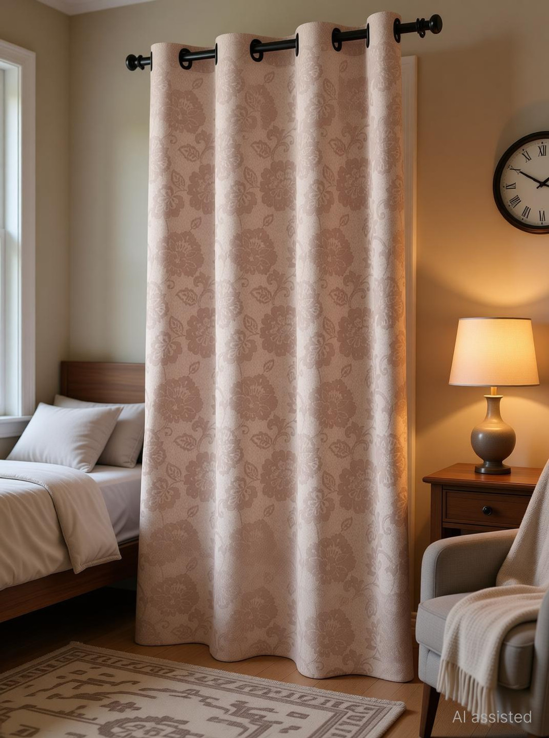 Image of Home Stylish 252 cm (8 ft) Window Polyester Room Darkening Curtain (Pack Of 2) (Coffee, Floral)