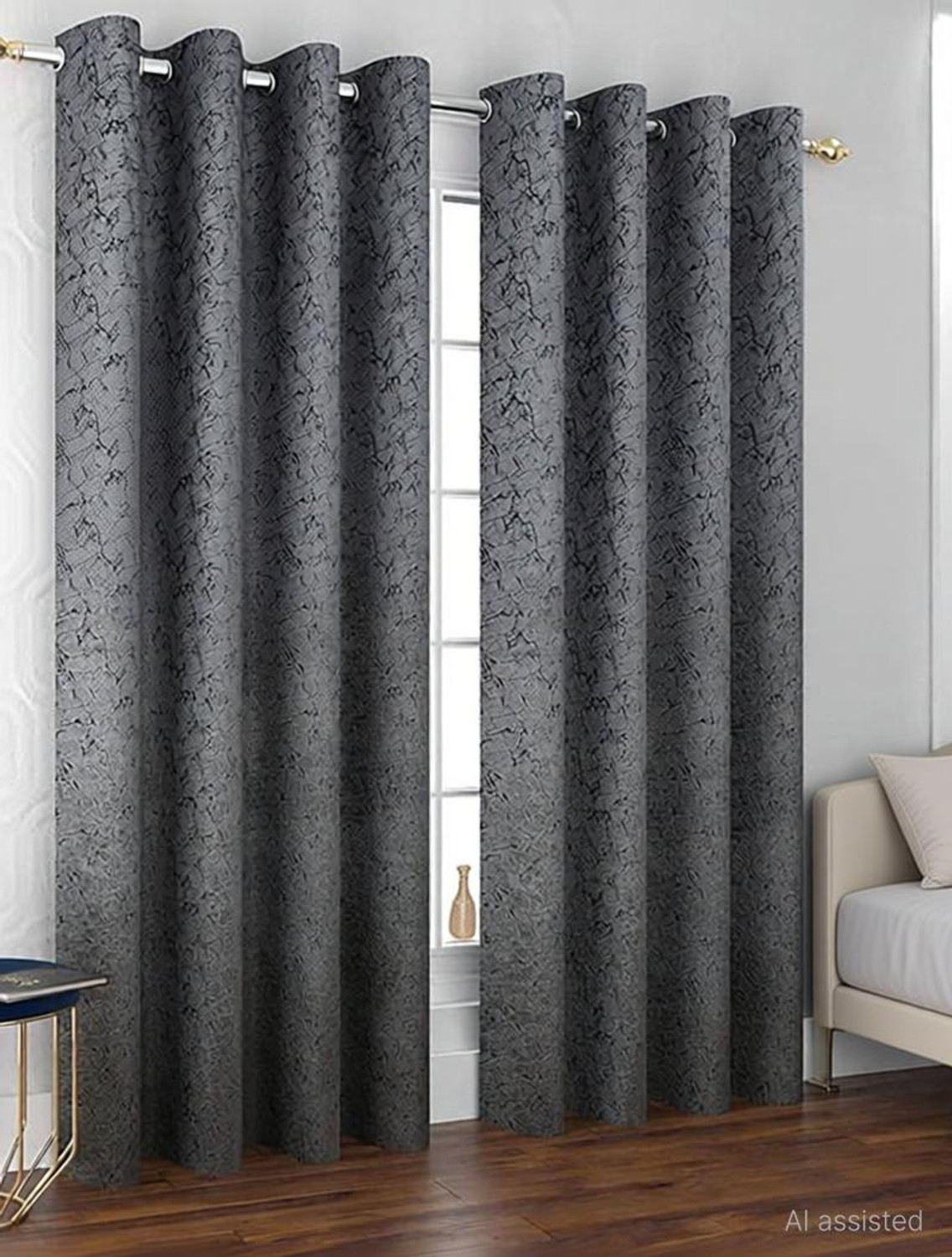 Kraftiq Homes 152 cm Velvet Room Darkening Curtain (Pack of 2) - Image 1