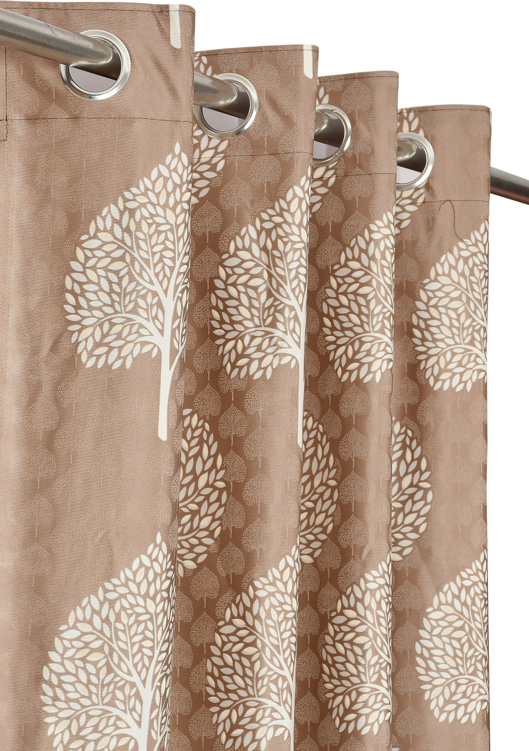Image of Kraftiq Homes 214 cm (7 ft) Door Polyester Semi Transparent Curtain (Pack Of 2) (Brown, Printed)