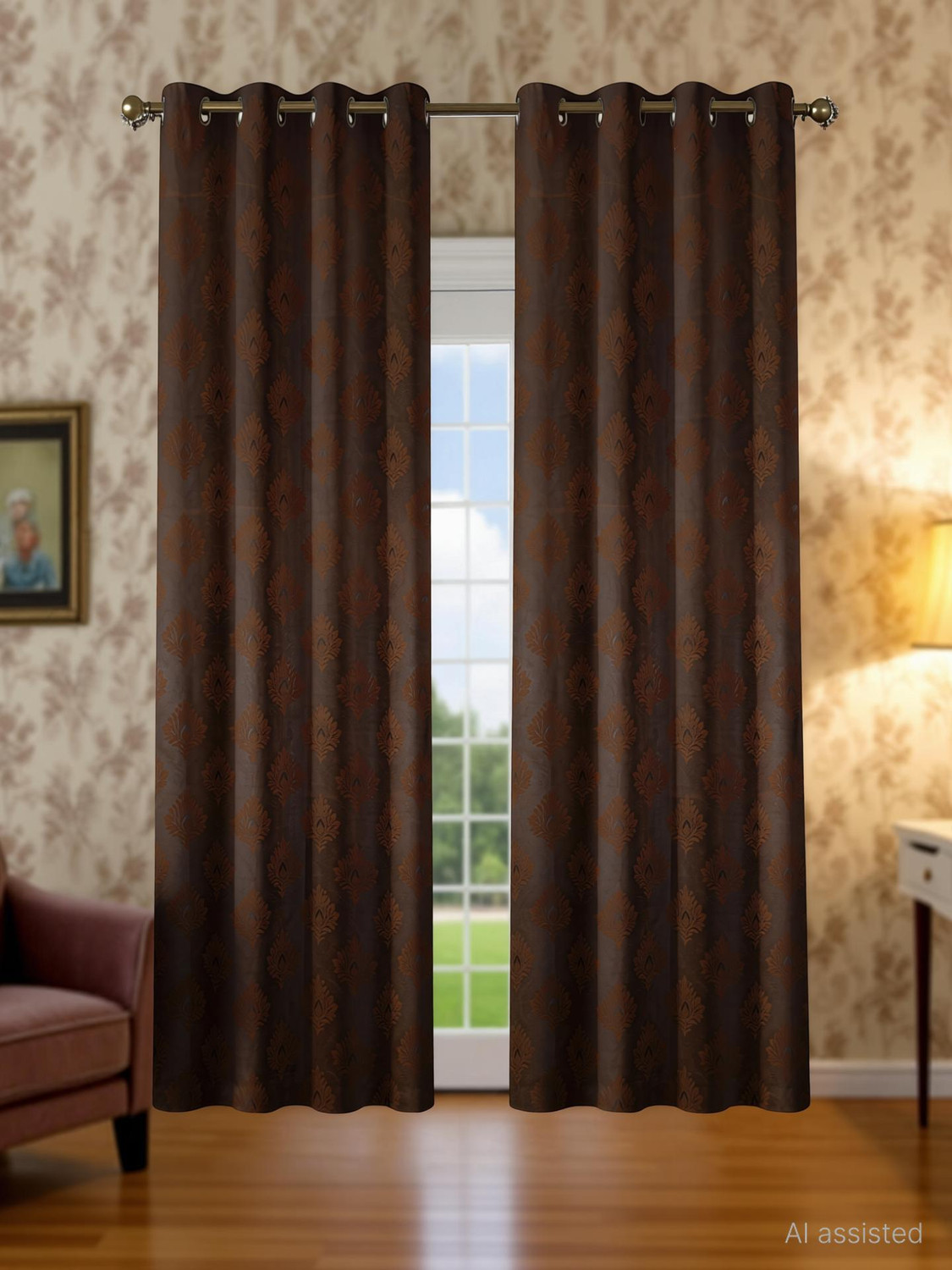 Image of Home Stylish 152 cm (5 ft) Window Velvet Blackout Curtain (Pack Of 2) (Grey, Solid)