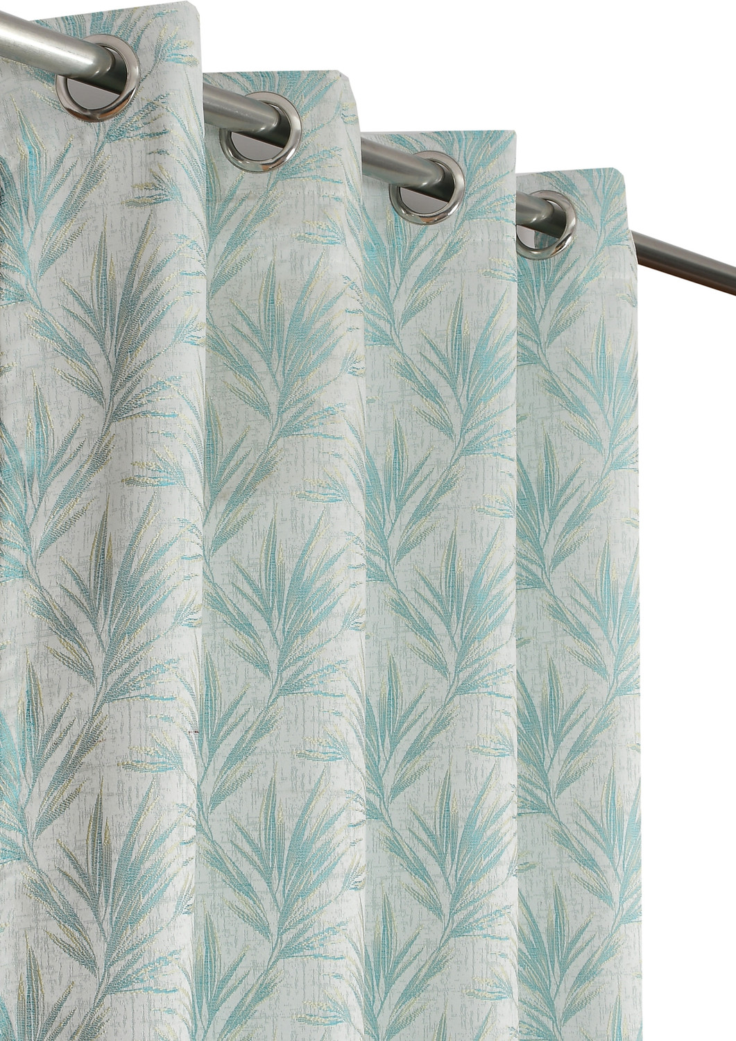 Image of VELOURA 152.4 cm (5 ft) Window Jacquard Room Darkening Curtain (Pack Of 2) (English Aqua, Self Design)