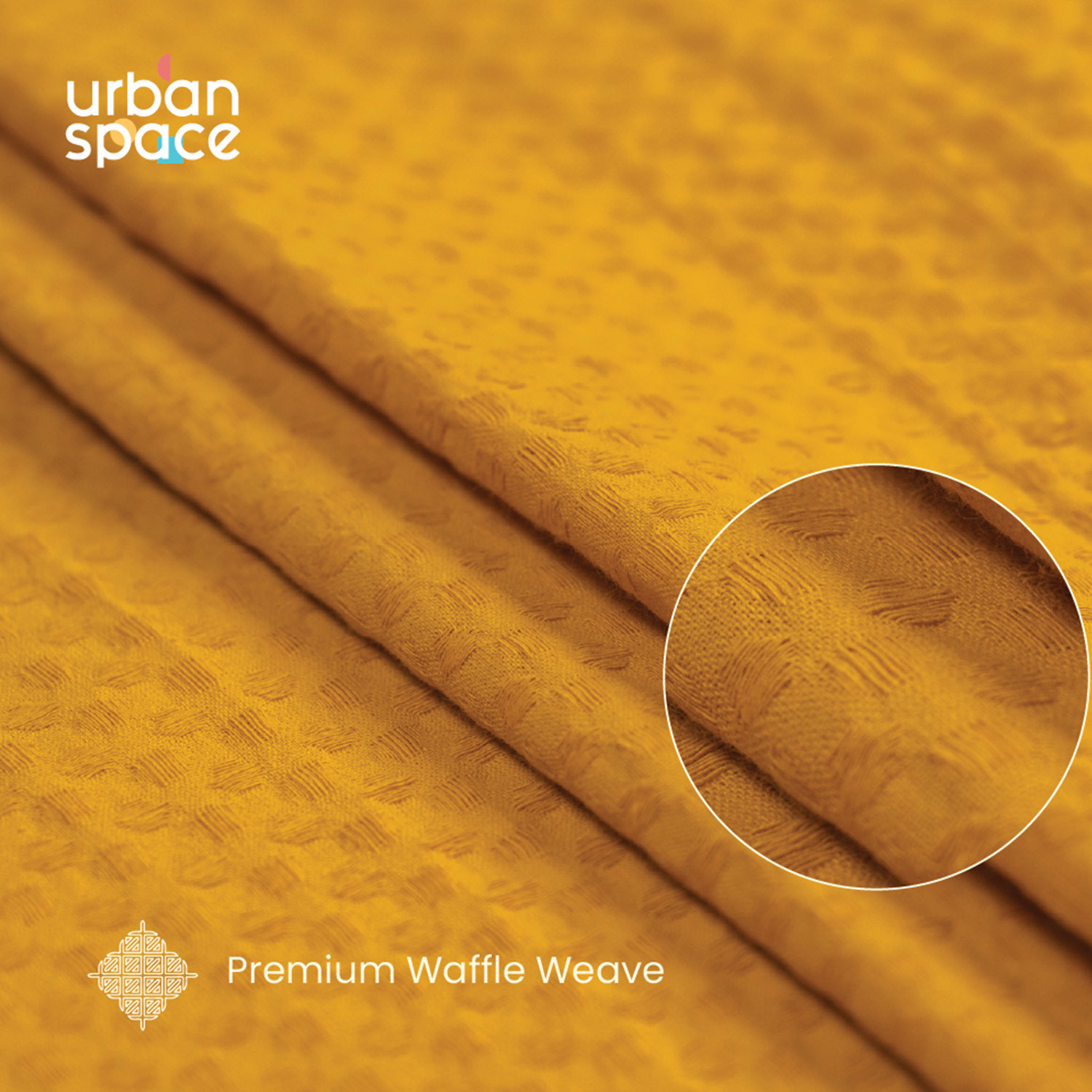 Image of Urban Space 213 cm (7 ft) Door Cotton Room Darkening Curtain (Pack Of 2) (Mustard, Solid)