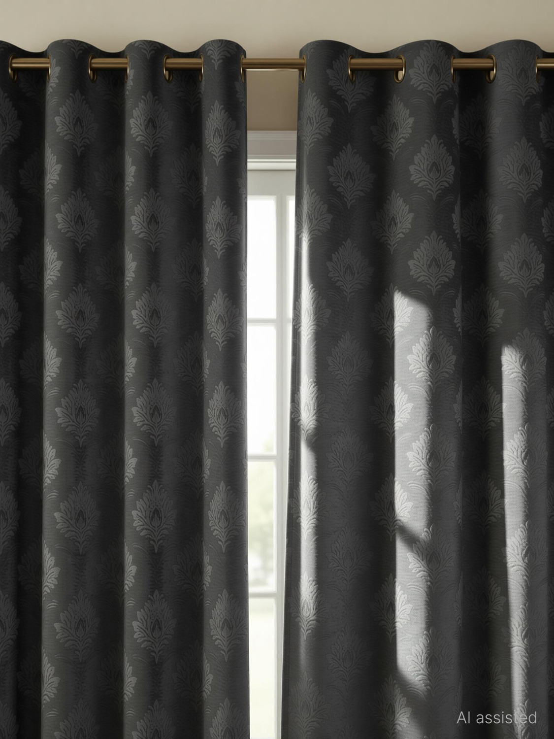 Image of Home Stylish 152 cm (5 ft) Window Velvet Blackout Curtain (Pack Of 2) (Grey, Solid)