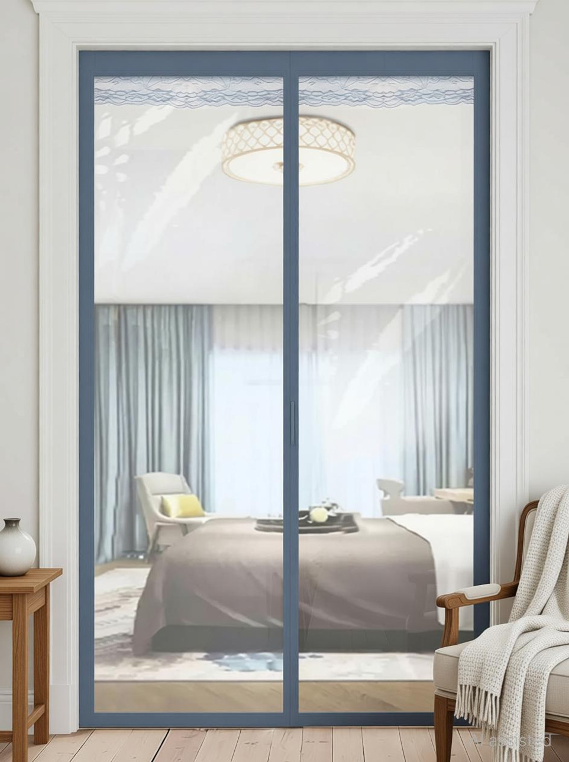 Image of SHAVIN 252 cm (8 ft) Shower PVC Transparent Curtain Single Curtain (TRANSPARENT, Plain, Solid)