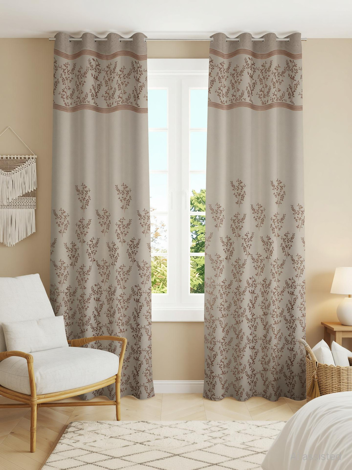 Image of Kraftiq Homes 274 cm (9 ft) Long Door Jacquard Room Darkening Curtain (Pack Of 2) (Maroon, Embroidered)