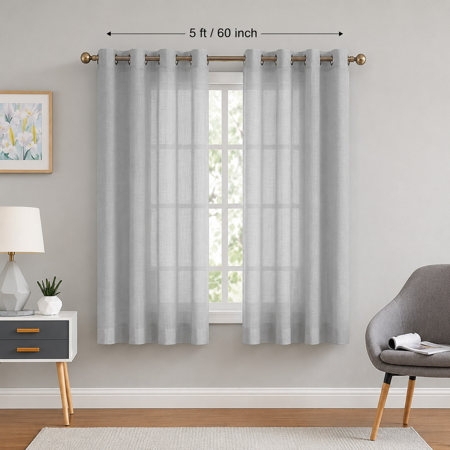 Image of Home Stylish 152 cm (5 ft) Window Velvet Blackout Curtain (Pack Of 2) (Grey, Solid)