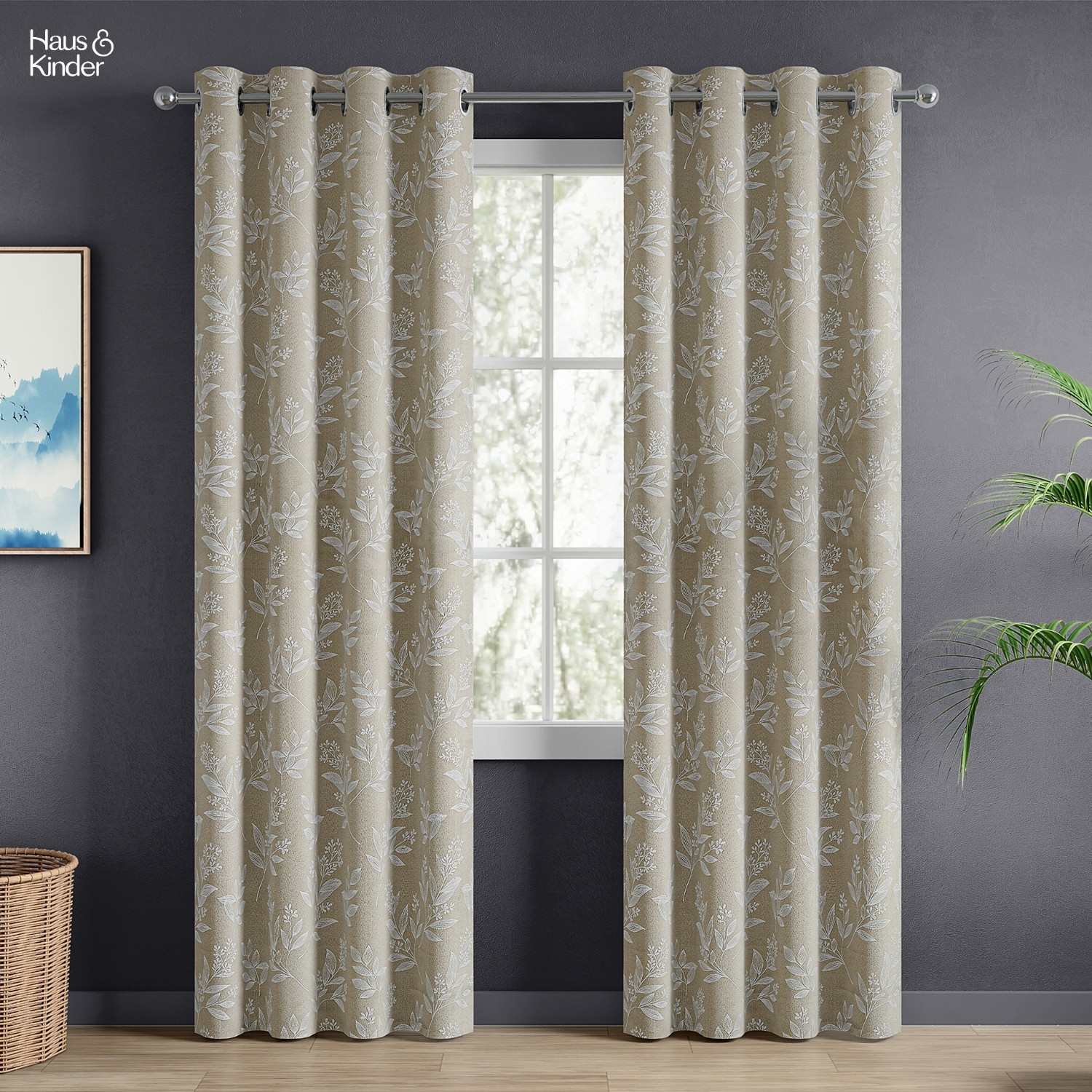 Image of Kraftiq Homes 214 cm (7 ft) Door Polyester Semi Transparent Curtain (Pack Of 2) (Brown, Printed)