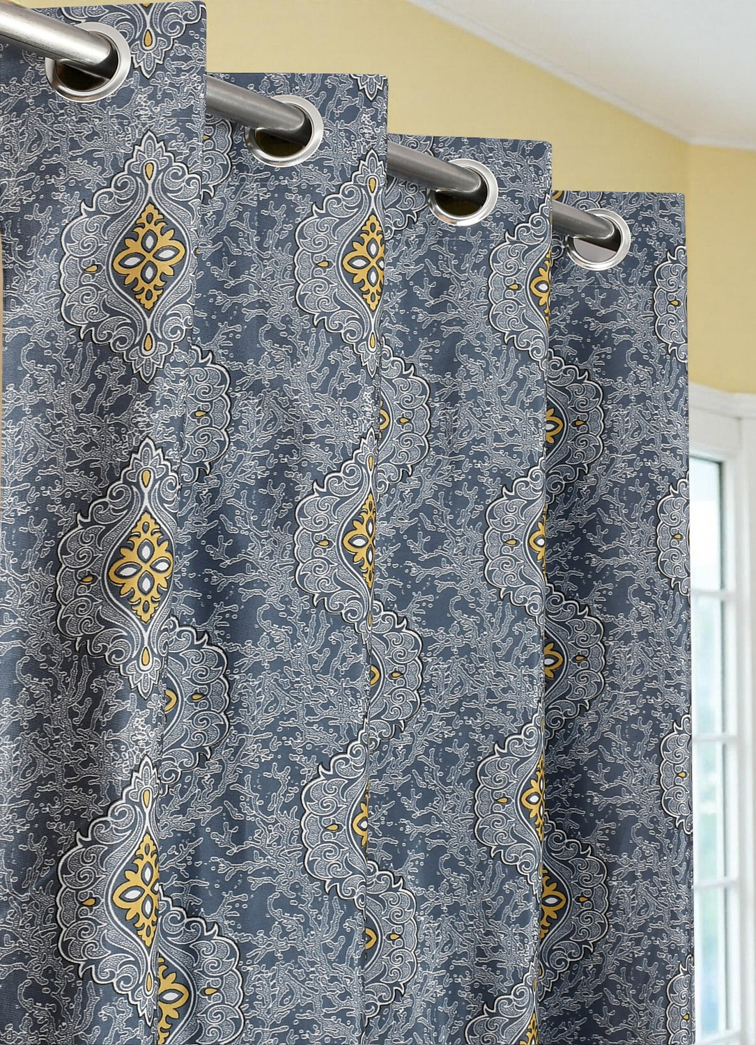 Image of Kraftiq Homes 214 cm (7 ft) Door Polyester Semi Transparent Curtain (Pack Of 2) (Brown, Printed)