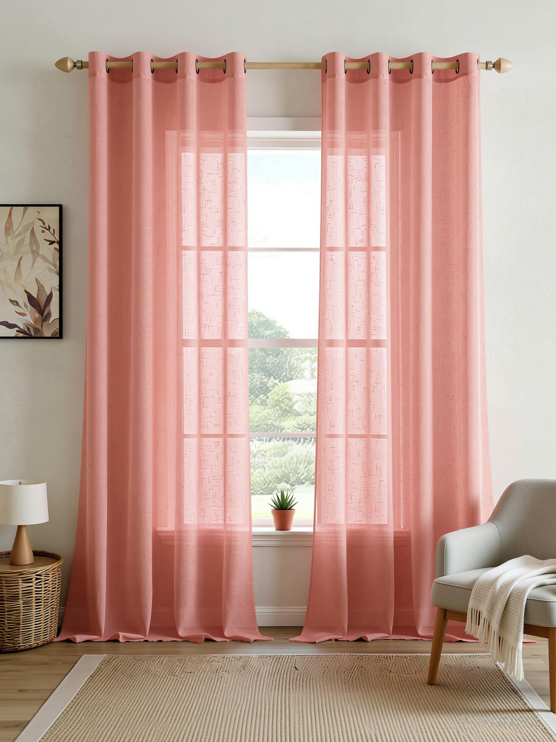 Image of HOMEMONDE 213 cm (7 ft) Door Cotton Transparent Curtain Single Curtain (Grey Solid, Solid)