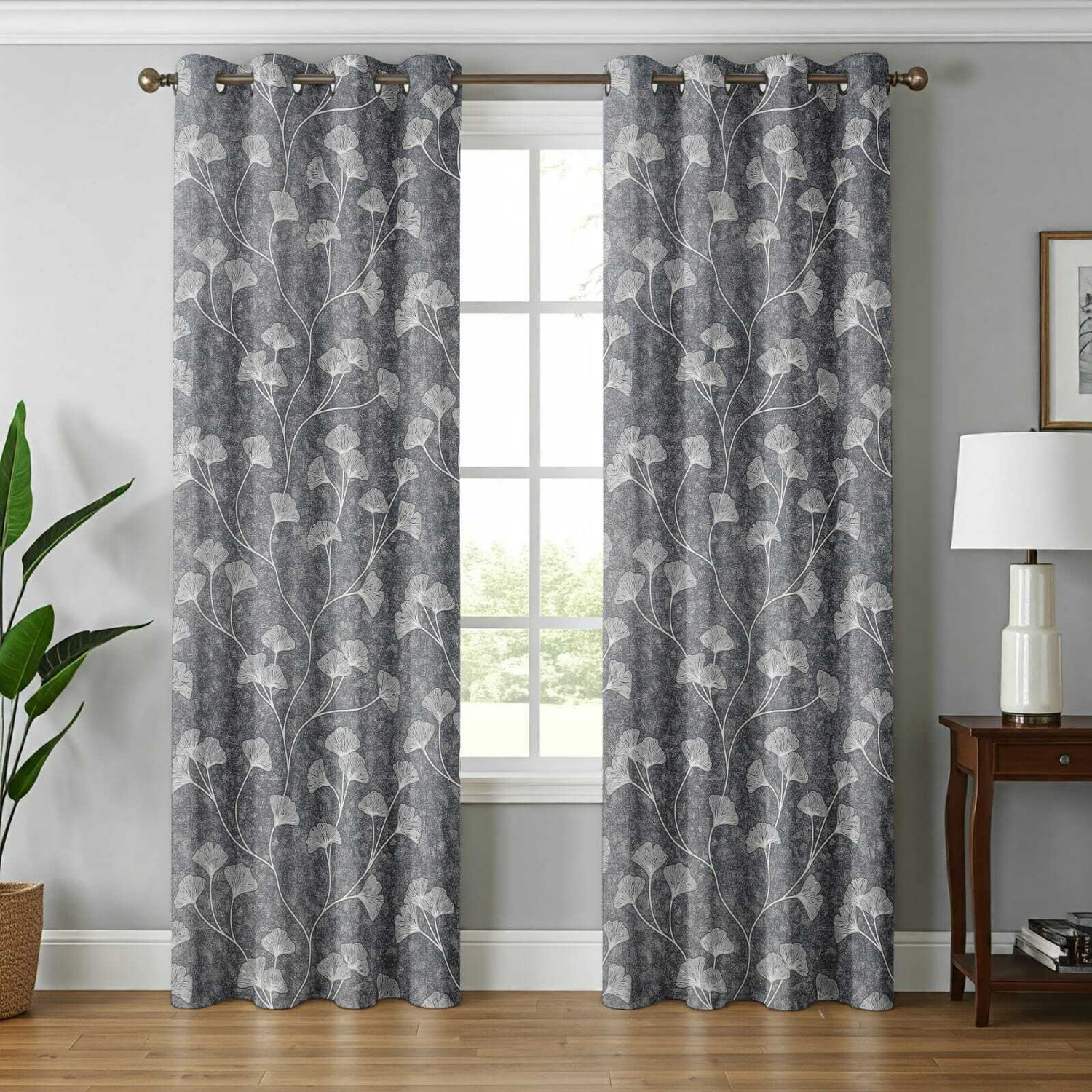 Image of Home Stylish 252 cm (8 ft) Window Polyester Room Darkening Curtain (Pack Of 2) (Coffee, Floral)