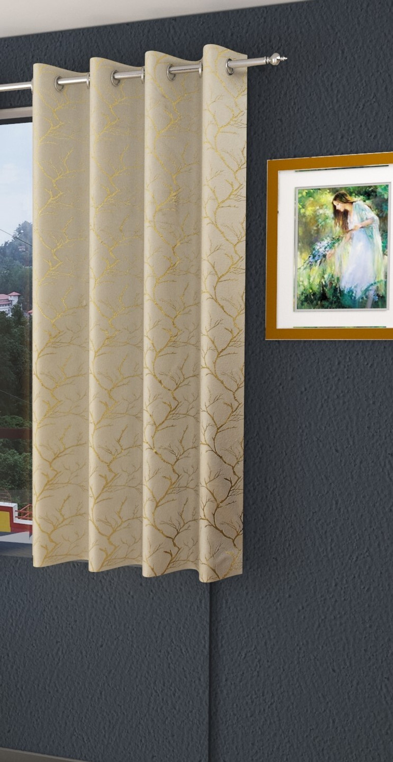 Image of VELOURA 152.4 cm (5 ft) Window Velvet Room Darkening Curtain (Pack Of 2) (Island Aqua, Printed)