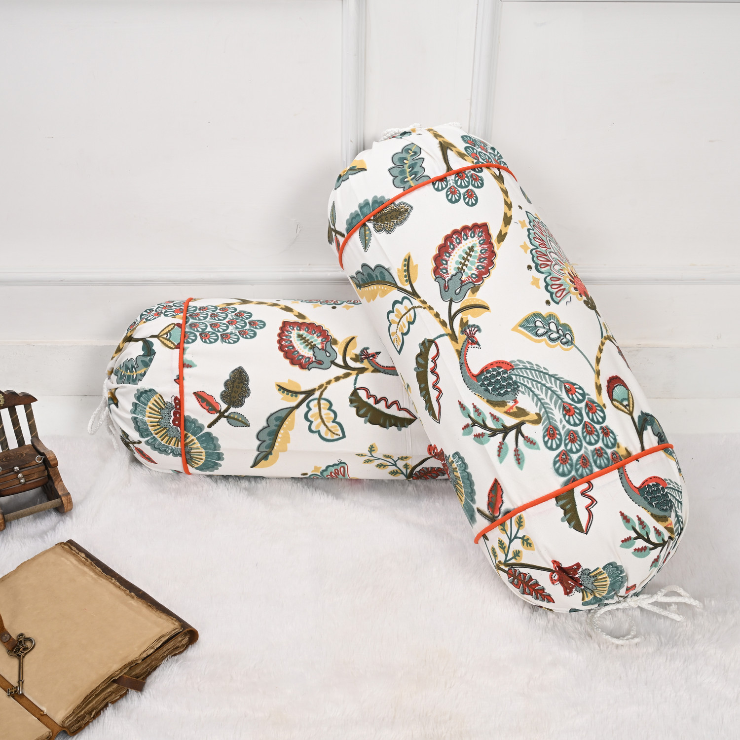 Image of EM DreamLoom Cotton Bolsters Cover (40.64 cm*95.5 cm, Pack of 2, Red)