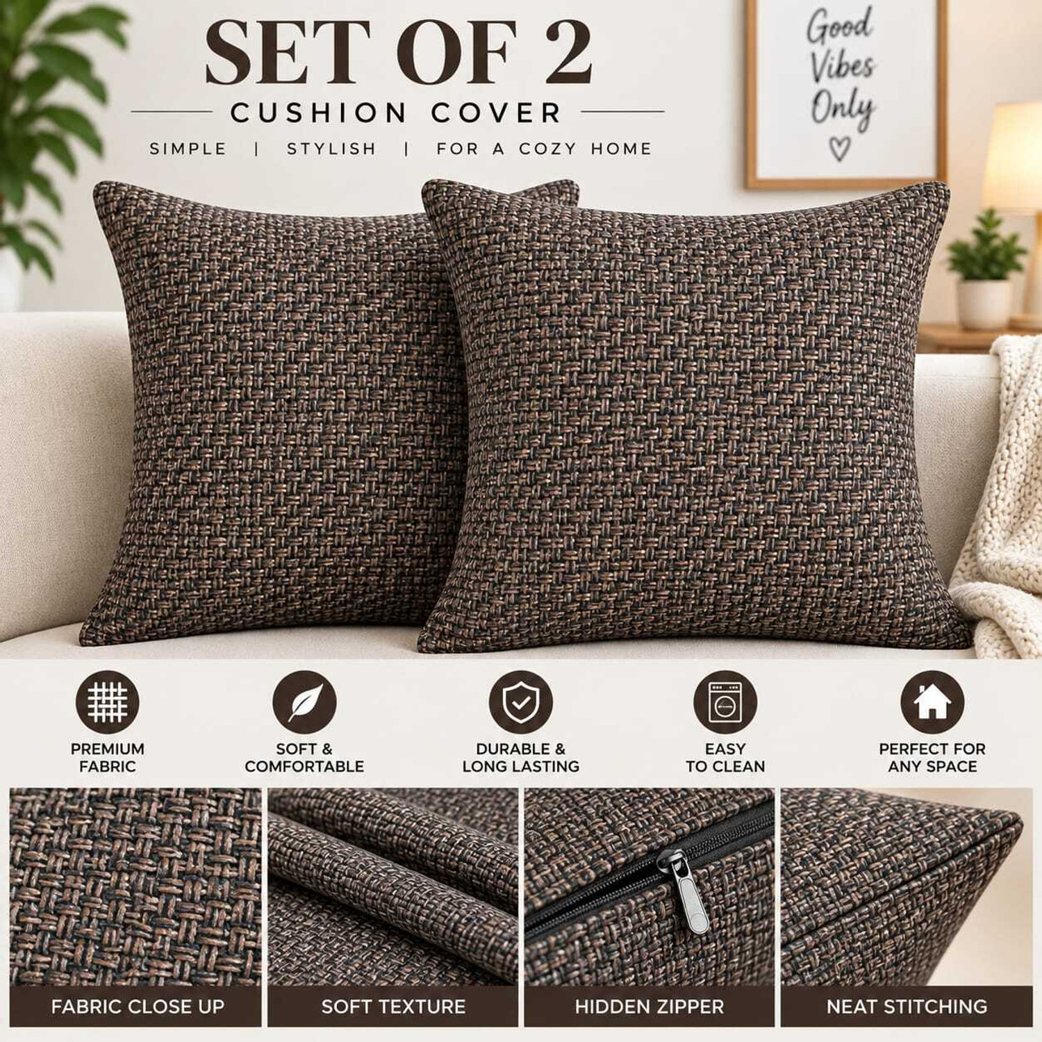 Image of Clothloom Cotton, Dupion Silk Cushions Cover (41 cm*41 cm, Pack of 5, Multicolor)