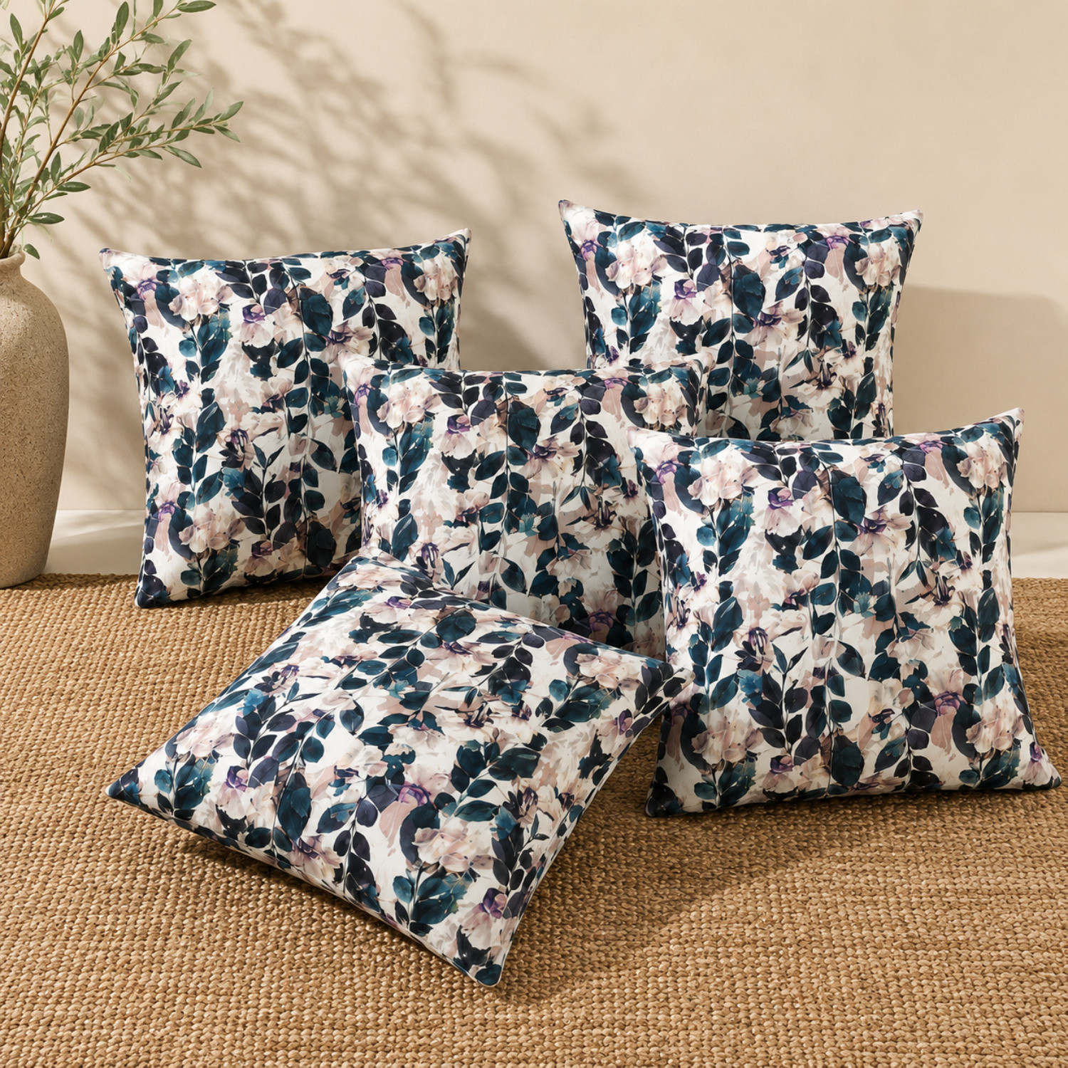 Image of Clothloom Cotton, Dupion Silk Cushions Cover (41 cm*41 cm, Pack of 5, Multicolor)