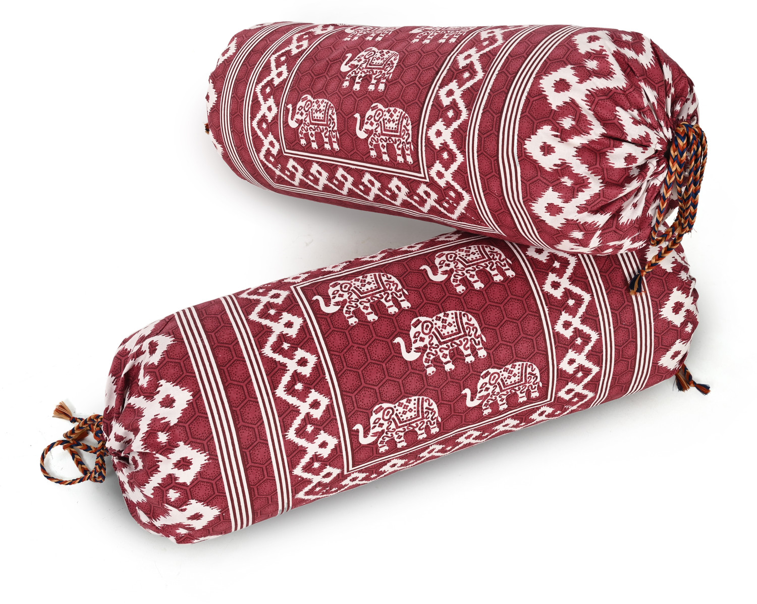 Image of EM DreamLoom Cotton Bolsters Cover (40.64 cm*95.5 cm, Pack of 2, Red)