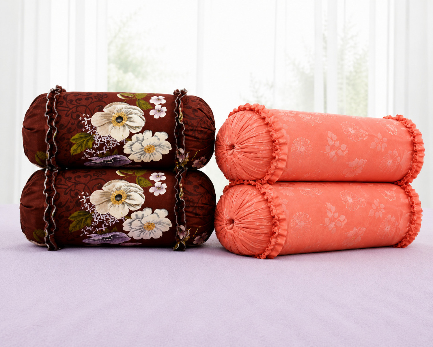 Image of EM DreamLoom Cotton Bolsters Cover (40.64 cm*95.5 cm, Pack of 2, Red)