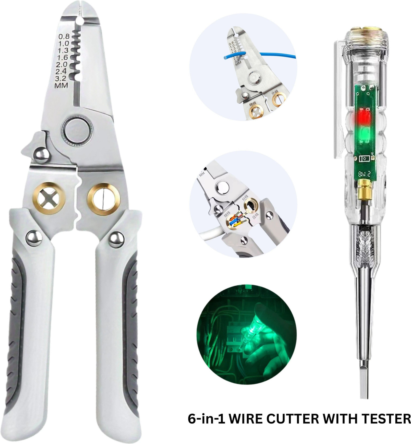 Image of Jiqop Multifunctional Wire Stripper Crimper Cable Cutter Professional Electrical Wire Stripping Tool Wire Cutter Wire Cutter