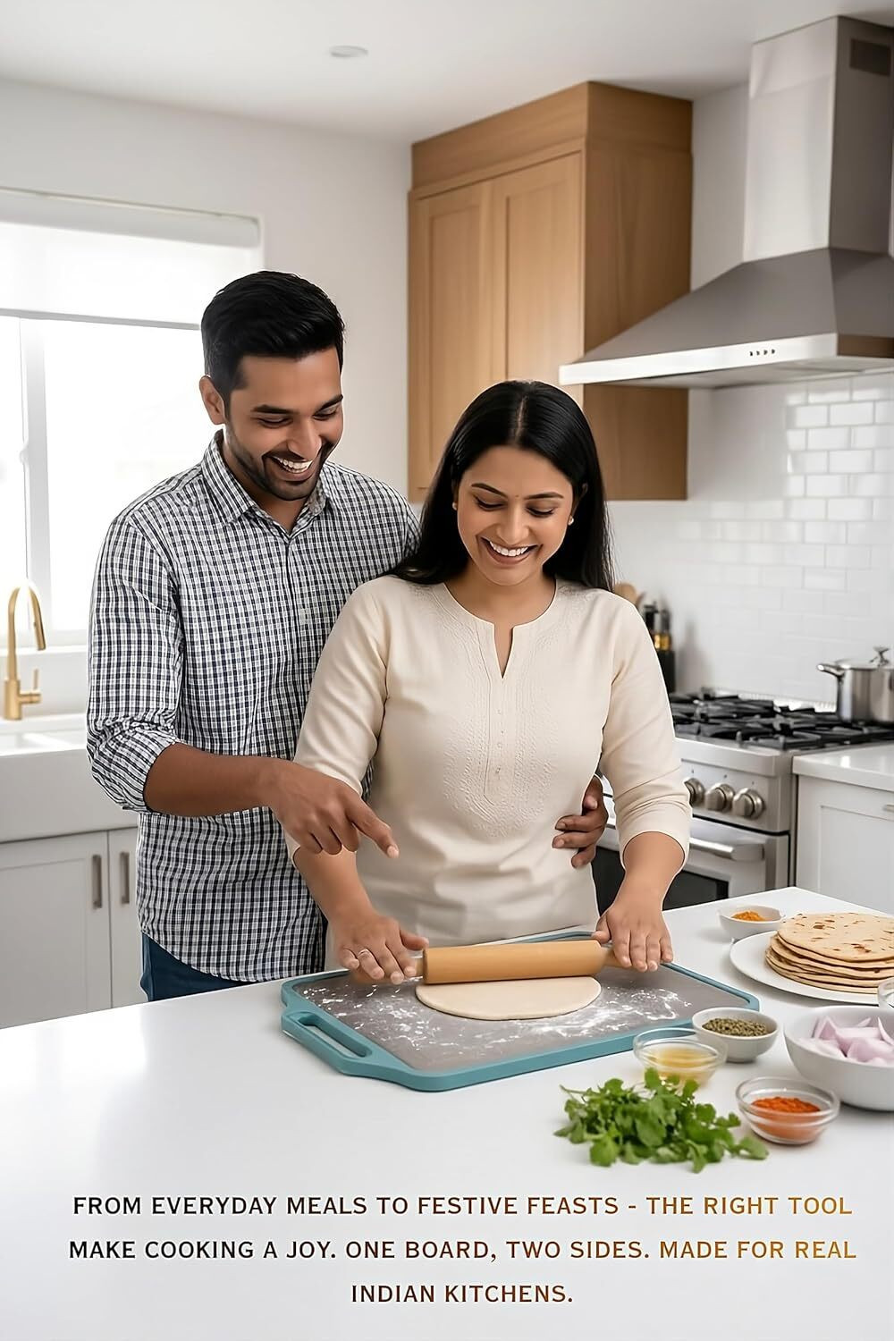 Image of Flipkart SmartBuy Double Side Chopping Board | Dual Surface Kitchen Cutting Board Wooden Cutting Board (Steel, Brown Pack of 1 Dishwasher Safe)