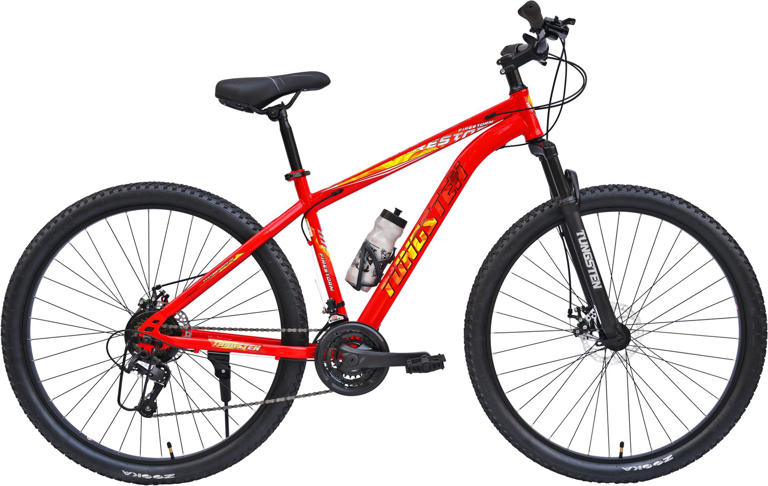Image of Vrock Control 28T Mountain Bike 21 Speed Shimano, Steel Frame, Front Disc Rear V Brake 28 T (inch) Mountain Cycle (21 Gear, Black, Rigid)