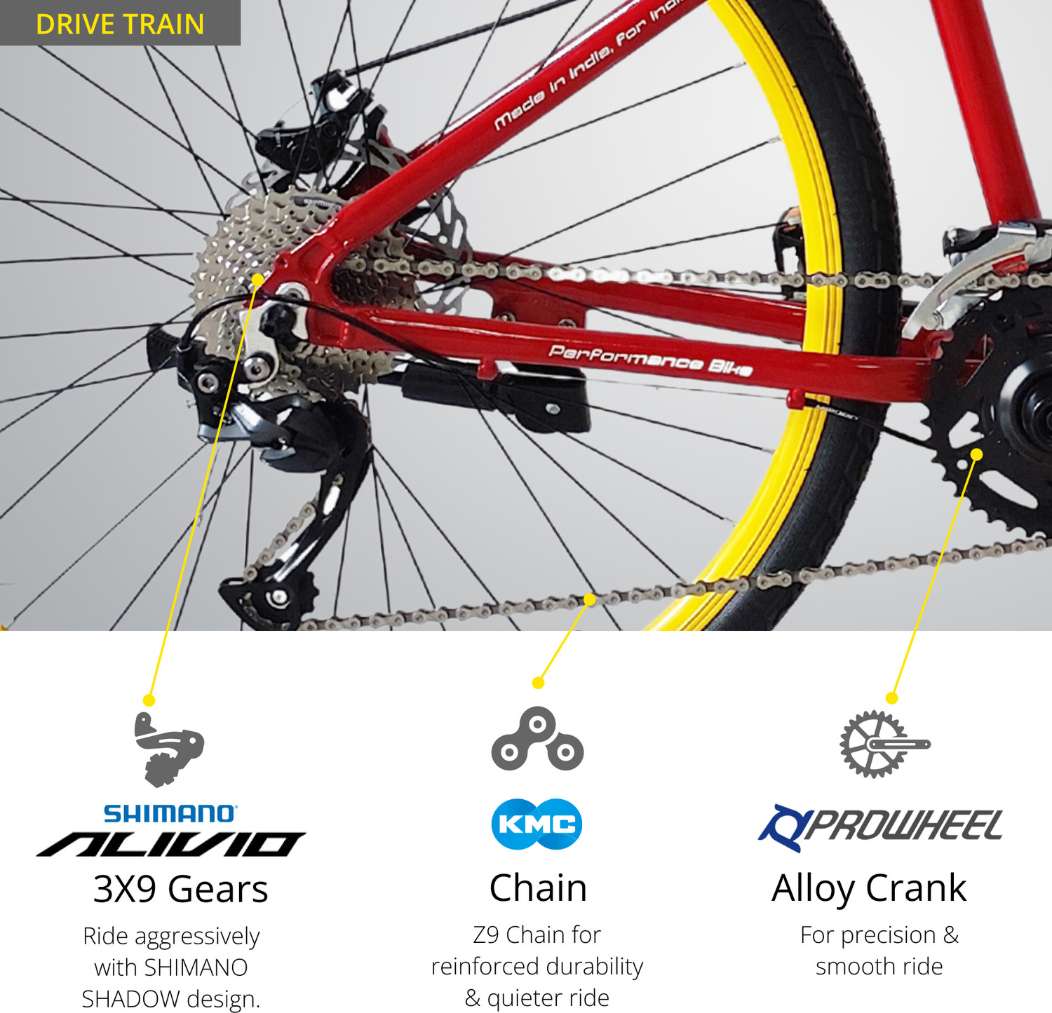 Image of OMO HAMPI PRO | SHIMANO Gear 3X9 ALIVIO | ALLOY Rigid Fork | Cassette | 700C T (inch) Hybrid Cycle /City Bike (27 Gear, Red, Rigid)