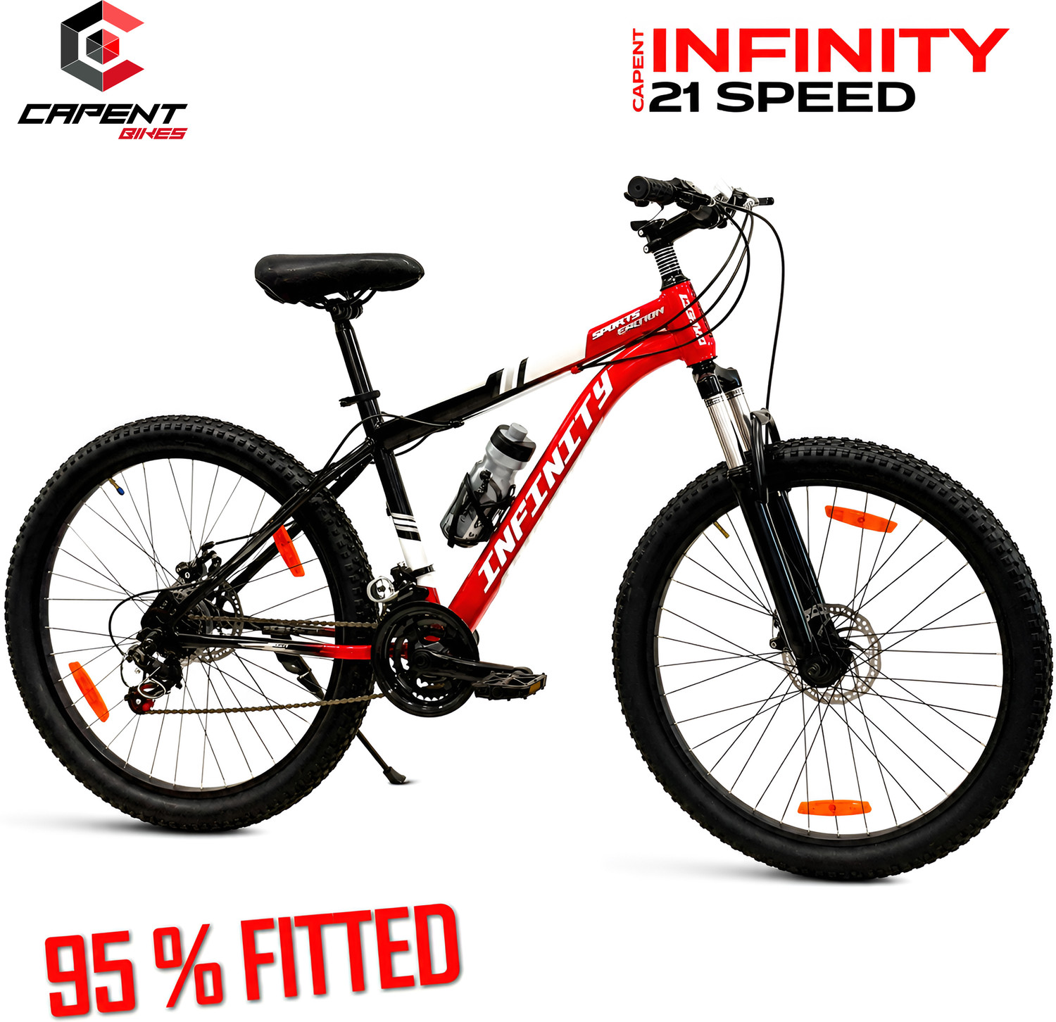 Image of Kross N-Spire 21-Speed Mountain Cycle for Age 9-14 Years with Disc Brake & Suspension 24 T (inch) Mountain Cycle (21 Gear, Black, Only Front Suspension)