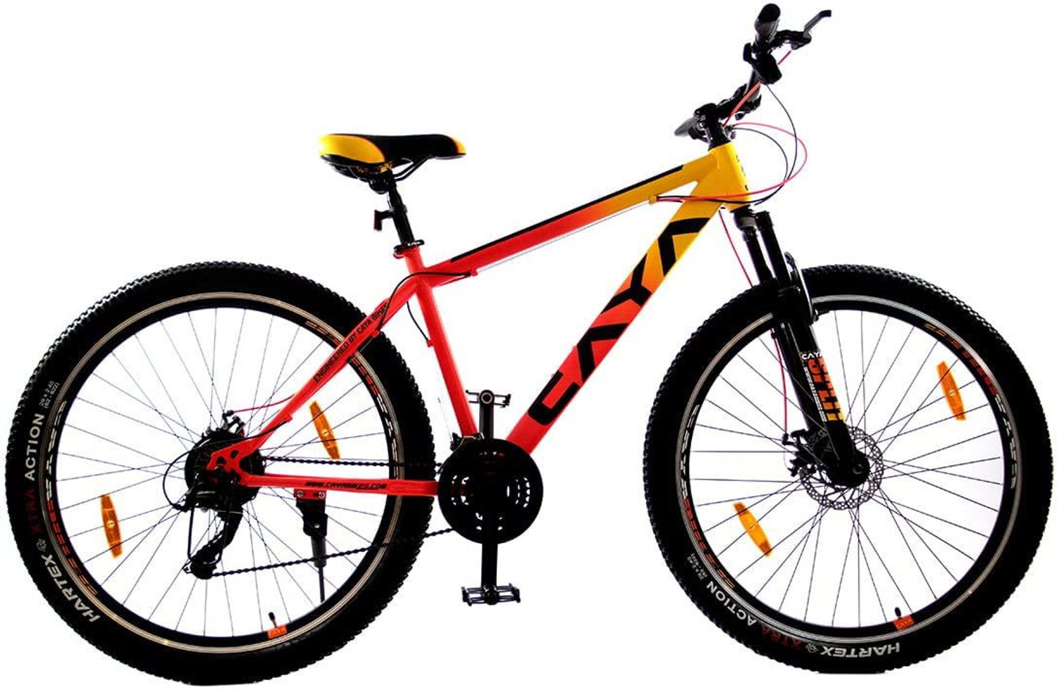 Image of FitTrip Snyper GT | Hydraulic Disk Brakes | 6061 Al Alloy Frame | Shimano Gears 27.5 T (inch) Mountain Cycle (21 Gear, Orange, Only Front Suspension)