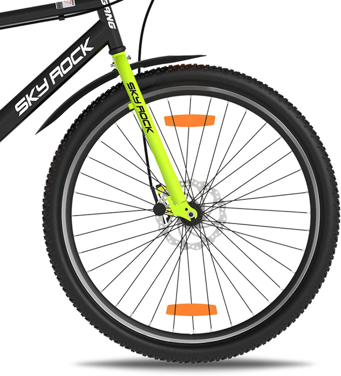 Image of GANG Cycles Skyrock Single Speed Bike With Front Disc and V-Brake (BLACK) 26 T (inch) Mountain Cycle (Single Speed, Black, Only Front Suspension)