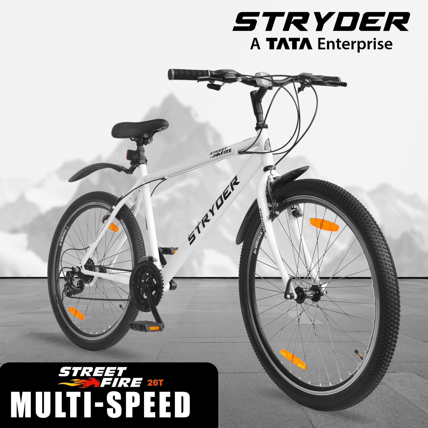 Image of Vrock Control 28T Mountain Bike 21 Speed Shimano, Steel Frame, Front Disc Rear V Brake 28 T (inch) Mountain Cycle (21 Gear, Black, Rigid)