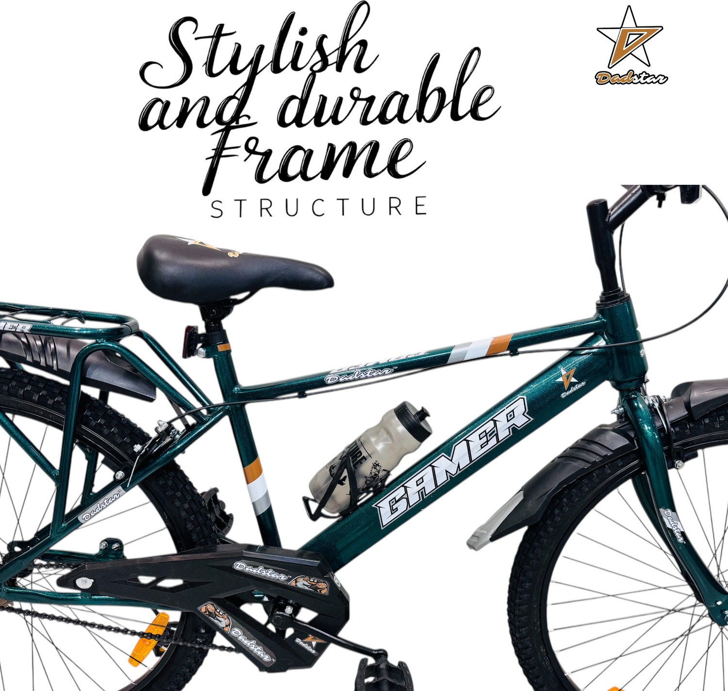 Image of DADSTAR GAMER OREO 26 INCH CYCLE FOR AGE 12 YEARS PLUS 26T BICYCLE 26 T (inch) BMX Cycle (Single Speed, Green, Rigid)