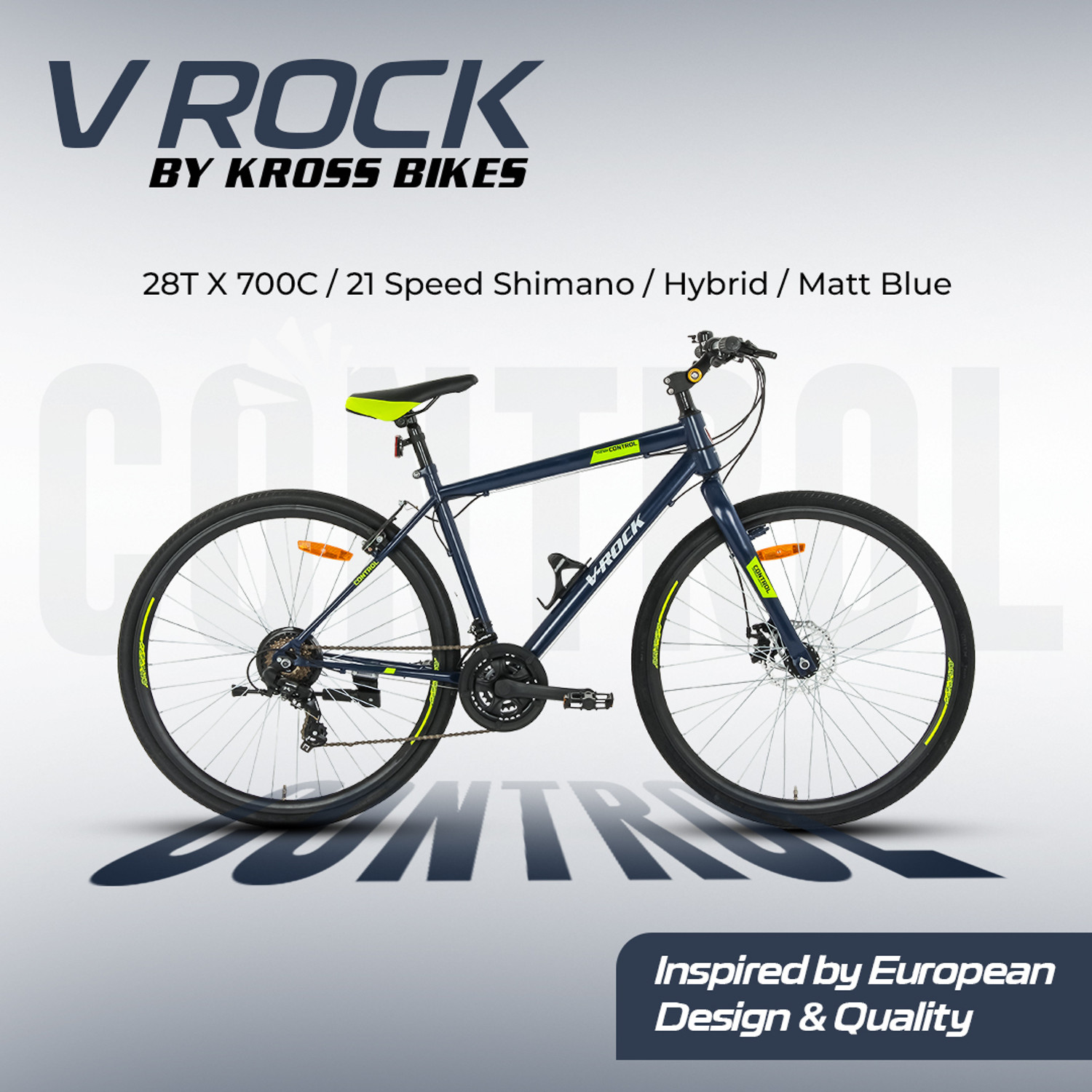 Image of Vrock Control 28T Mountain Bike 21 Speed Shimano, Steel Frame, Front Disc Rear V Brake 28 T (inch) Mountain Cycle (21 Gear, Black, Rigid)
