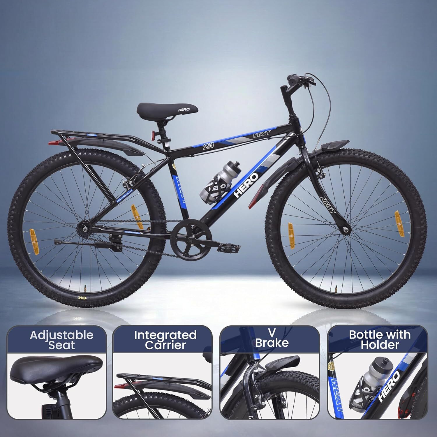 Image of ATLAS Twister Deluxe Bike For Adults Matt Black&Red 26 T (inch) Mountain Cycle (Single Speed, Multicolor, Rigid)
