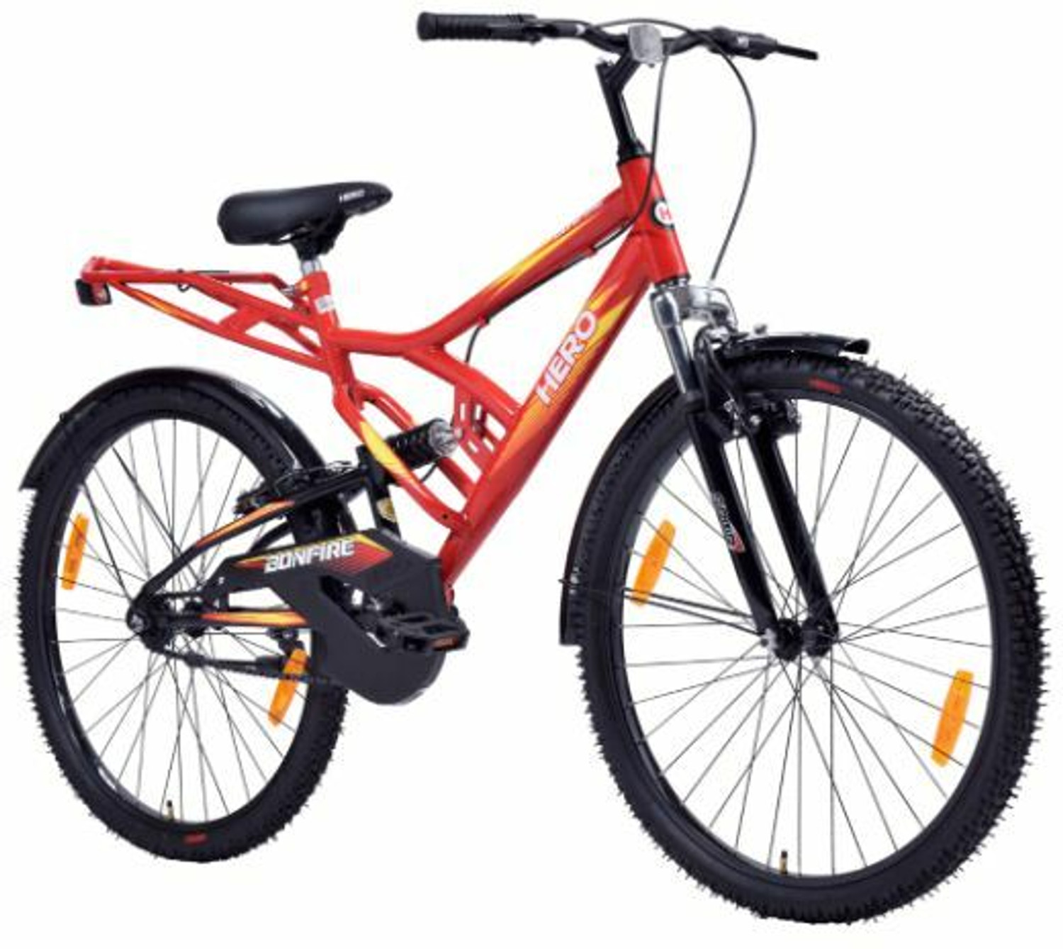 Image of HERO Bonfire IBC |Dual SUSPENSION |Power Brakes |Wheel Size 26 T (inch) Mountain /Hardtail Cycle (Single Speed, Black, Dual Suspension)