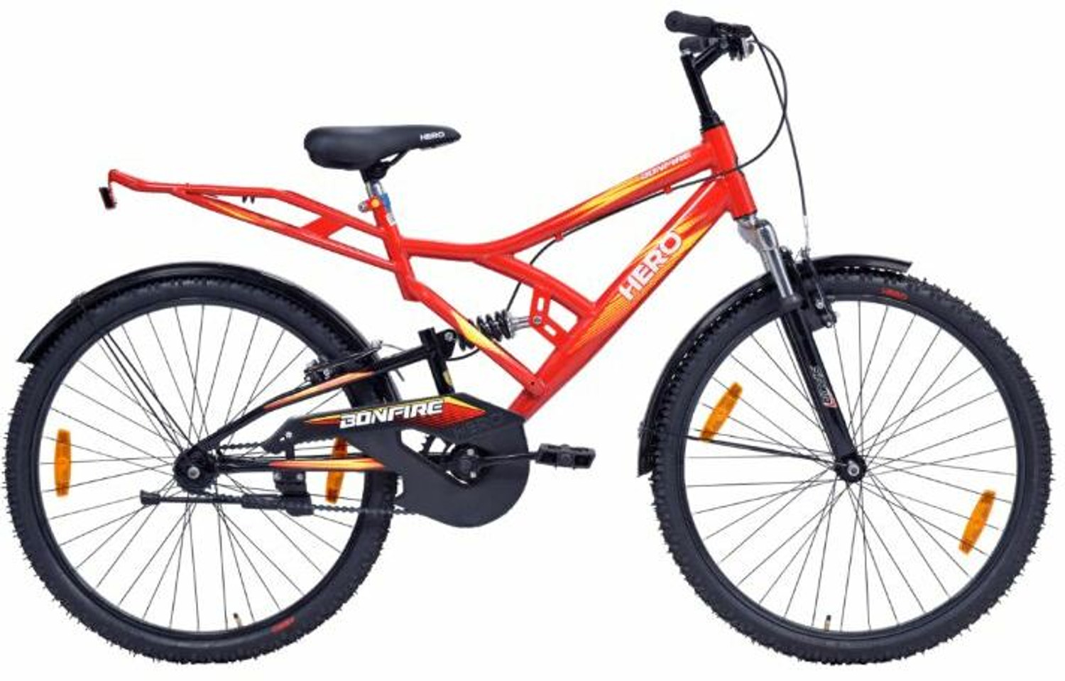 Image of HERO Bonfire IBC |Dual SUSPENSION |Power Brakes |Wheel Size 26 T (inch) Mountain /Hardtail Cycle (Single Speed, Black, Dual Suspension)