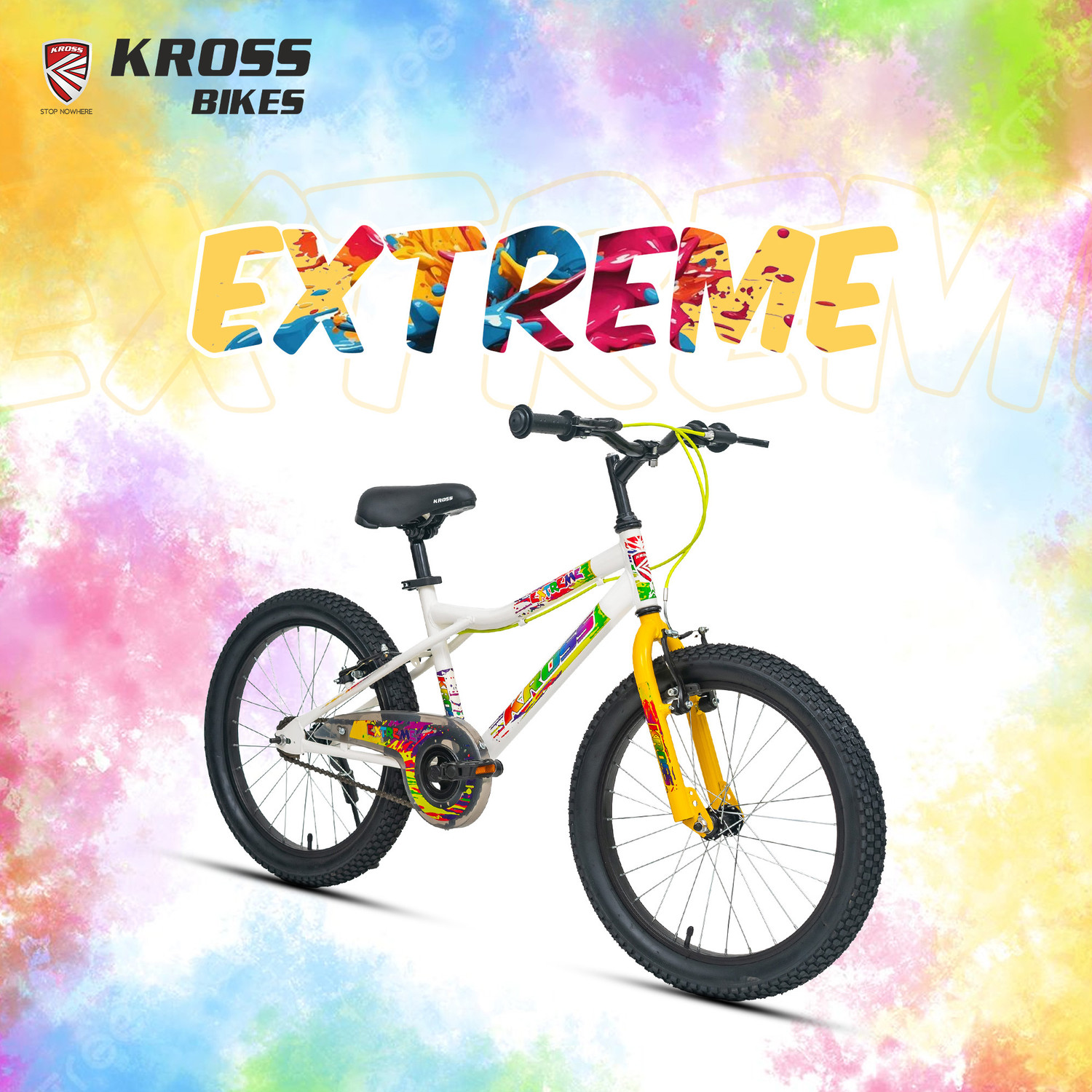 Image of Kross Extreme 20 T (inch) Mountain Cycle (Single Speed, White, Yellow, Rigid)