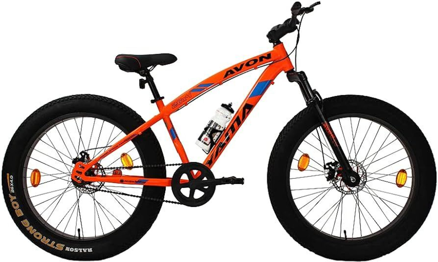 Image of Avon Cycles YAMA |FRONT SUSPENSION| FAT TYRES 26 * 400|Dual Disc Brakes] 26 T (inch) Fat Tyre Cycle (Single Speed, Black, Green, Front Rigid & Rear Suspension)