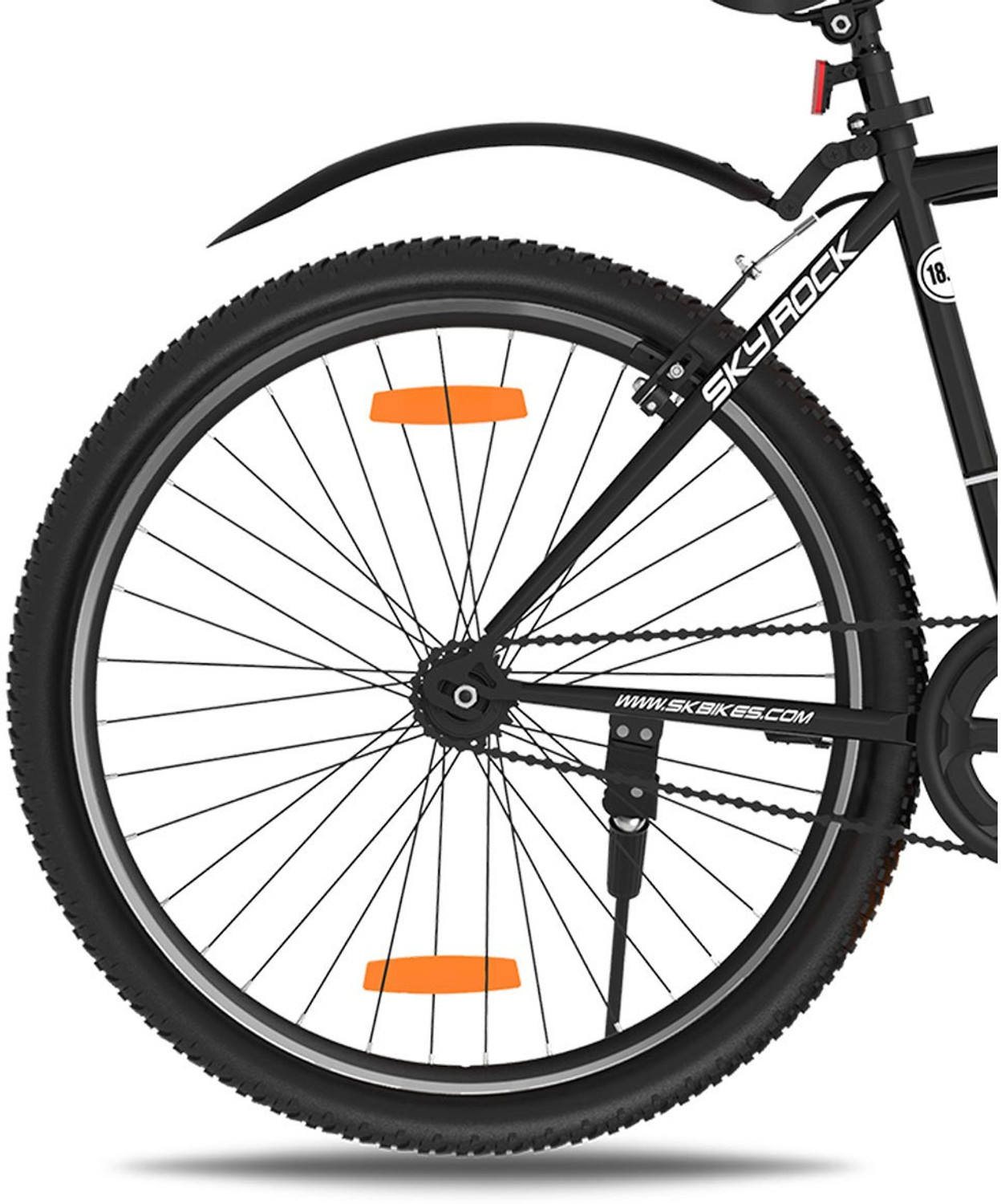 Image of GANG Cycles Skyrock Single Speed Bike With Front Disc and V-Brake (BLACK) 26 T (inch) Mountain Cycle (Single Speed, Black, Only Front Suspension)