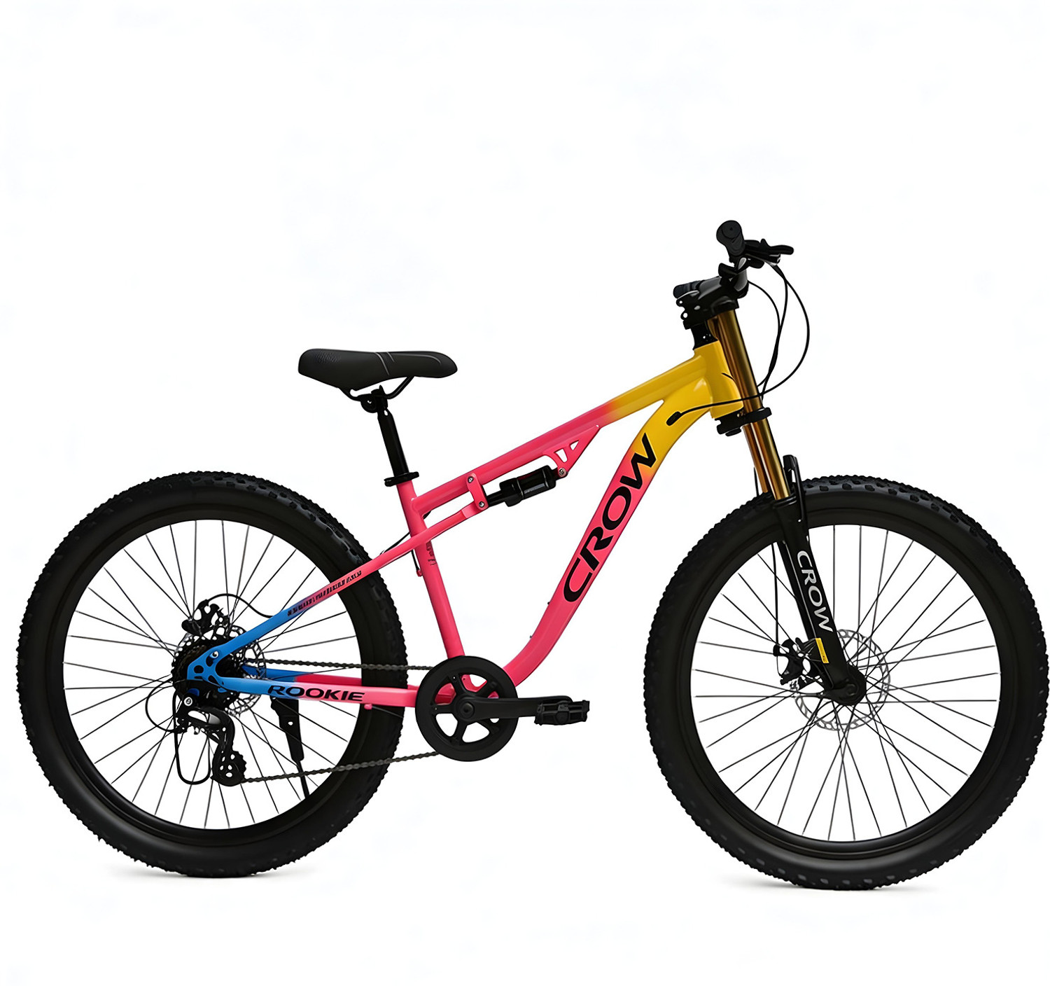 Image of Crow ROOKIE 8 SPEED|DUAL SUSPENSION|shimano geared|JAK DISC BRAKE 27.5 T (inch) Mountain Cycle (8 Gear, Multicolor, Only Front Suspension)