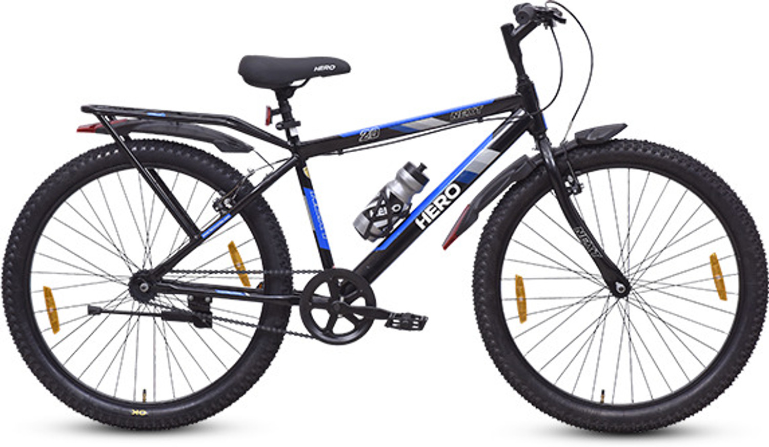 Image of ATLAS Twister Deluxe Bike For Adults Matt Black&Red 26 T (inch) Mountain Cycle (Single Speed, Multicolor, Rigid)