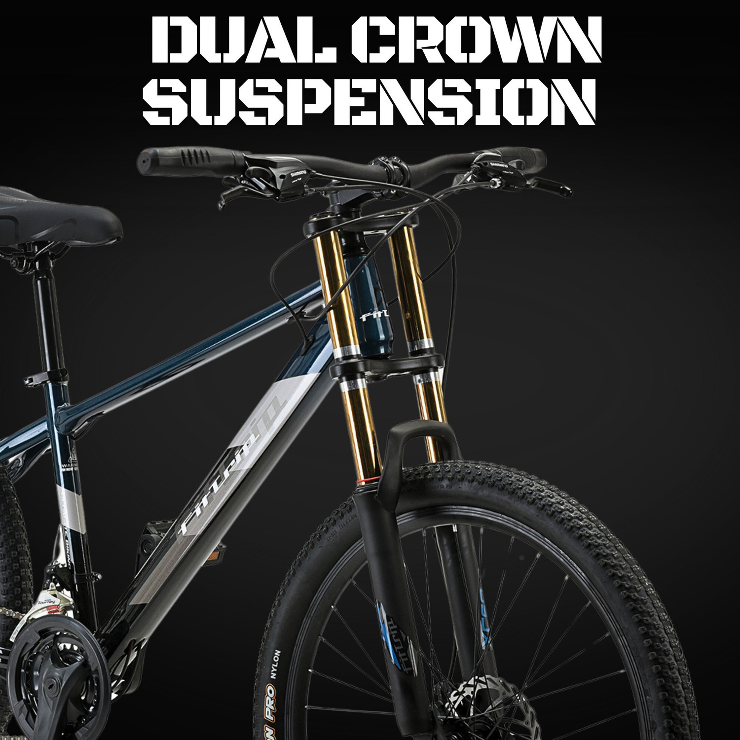 Image of FitTrip SUPER Dominator| Shimano Gears | DUAL CROWN Suspension | JAK 7 Dual Disk Brakes 26 T (inch) Mountain Cycle (21 Gear, Blue, Only Front Suspension)