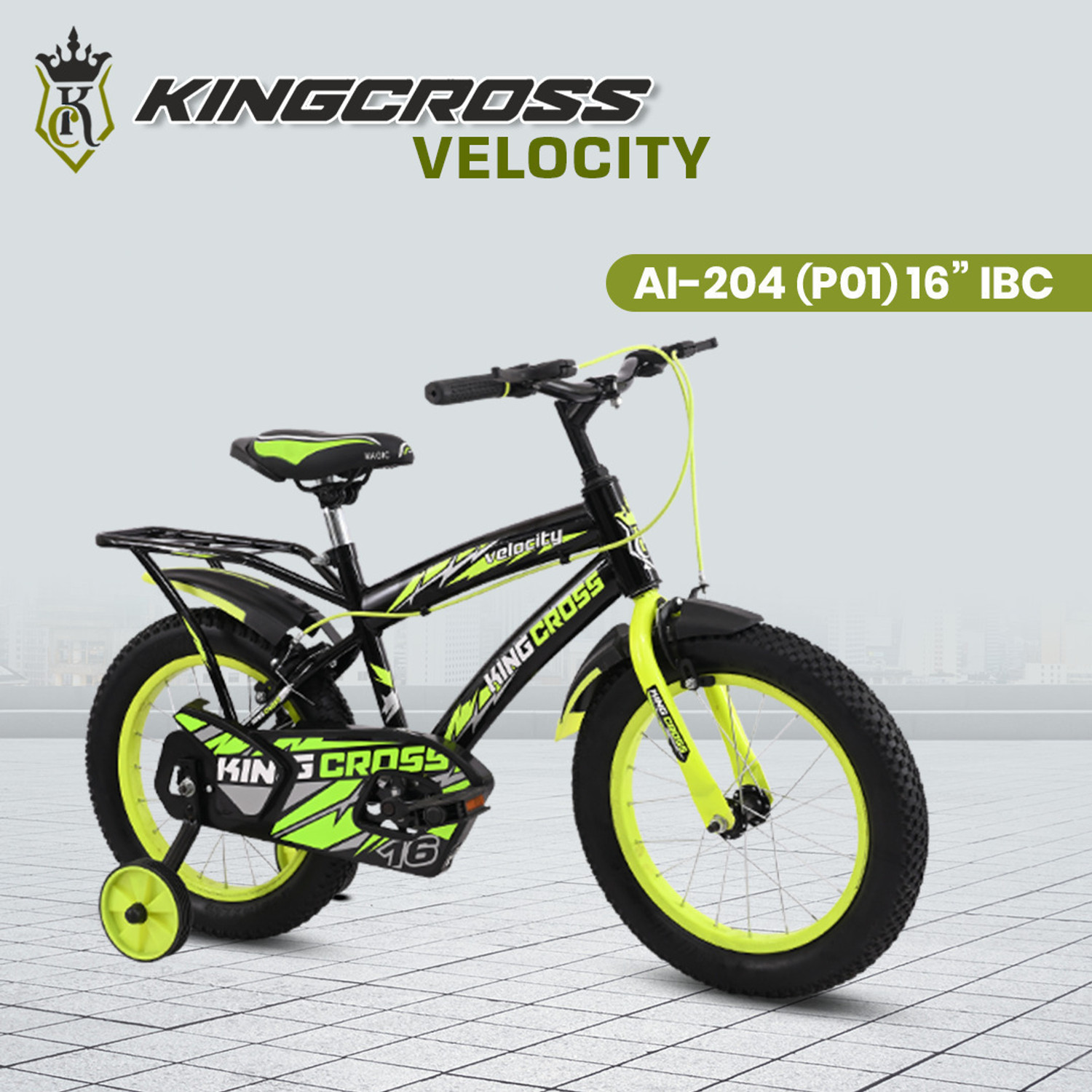 Image of KINGCROSS VELOCITY 16T WITH INBUILT CARRIER - SIDE SUPPORT- TUBELESS TYRE 16 T (inch) BMX Cycle (Single Speed, Black, Rigid)